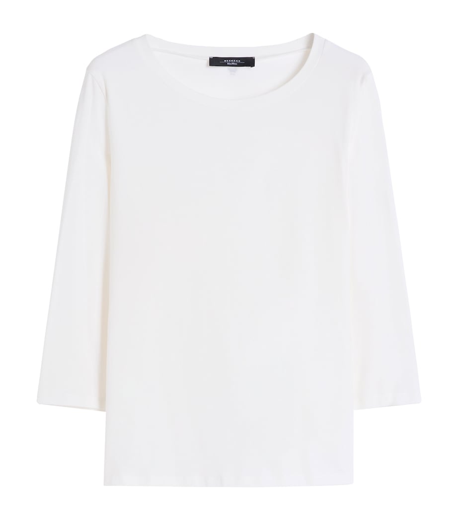 Weekend Max Mara Womens Stretch-Cotton Long-Sleeve T-Shirt White Image 1