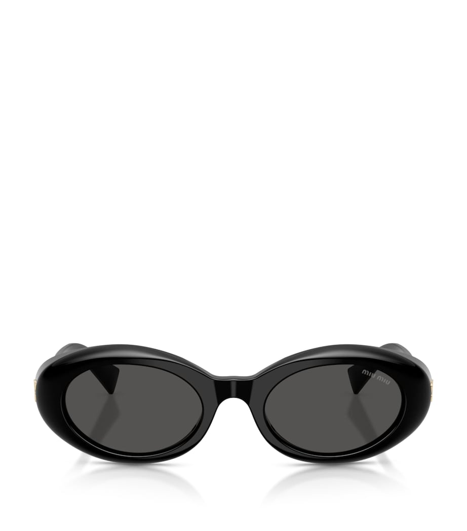 Miu Miu Oval Wrap-Around Sunglasses Black Image 1