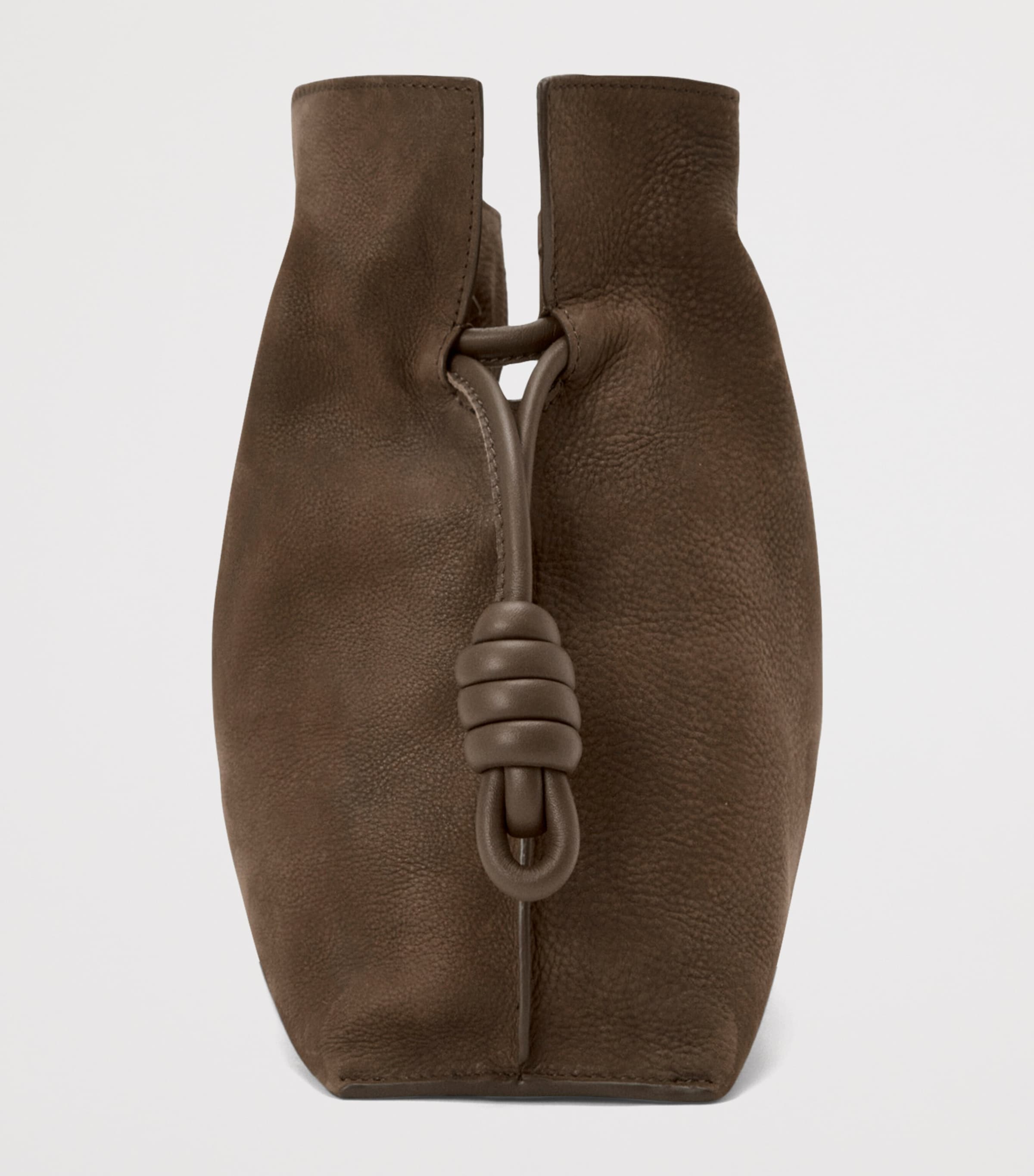 Medium Suede Flamenco Clutch Bag TUNDRA Image 5