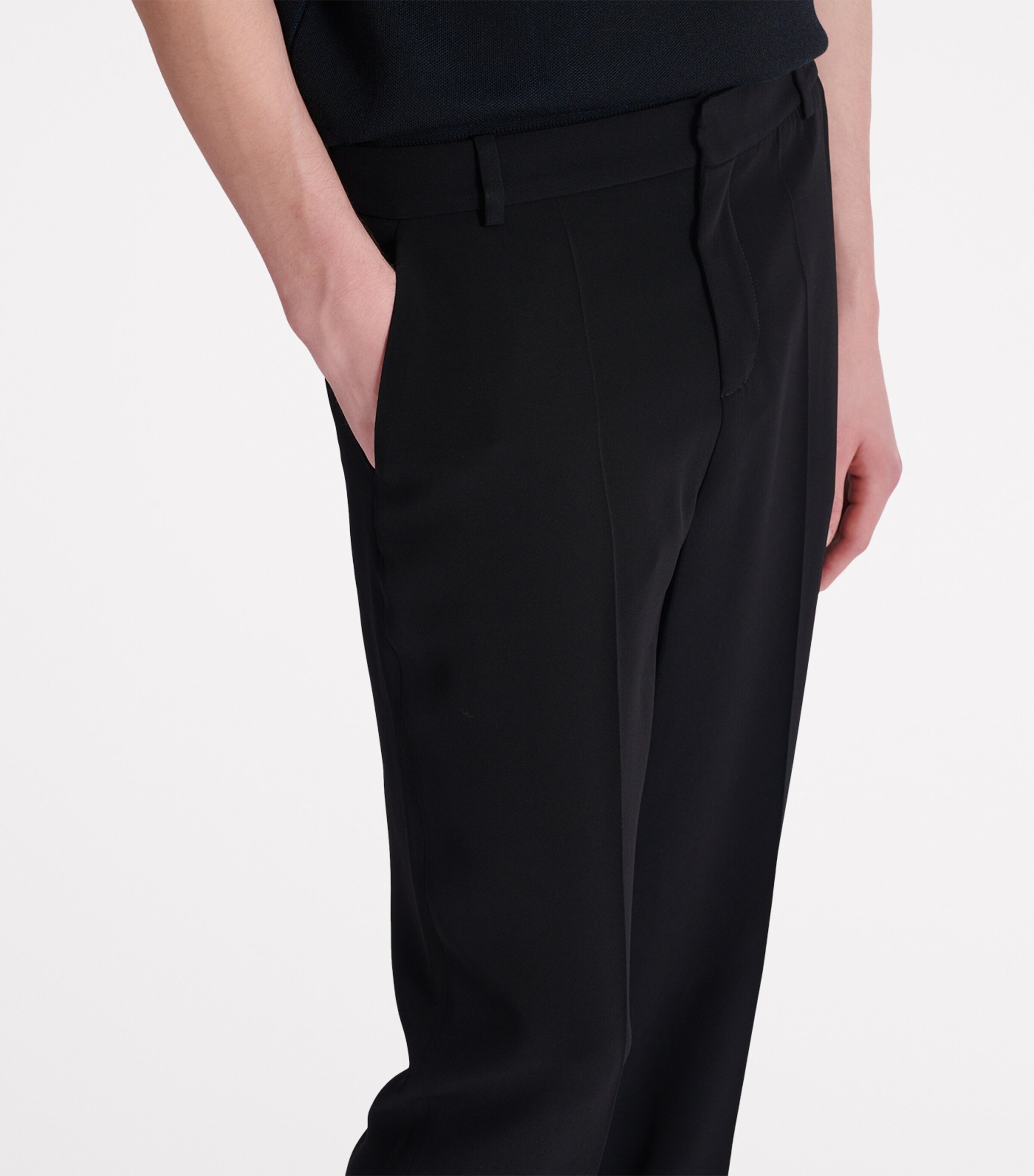 Balmain Mens Crepe Straight-Leg Trousers Noir Image 2