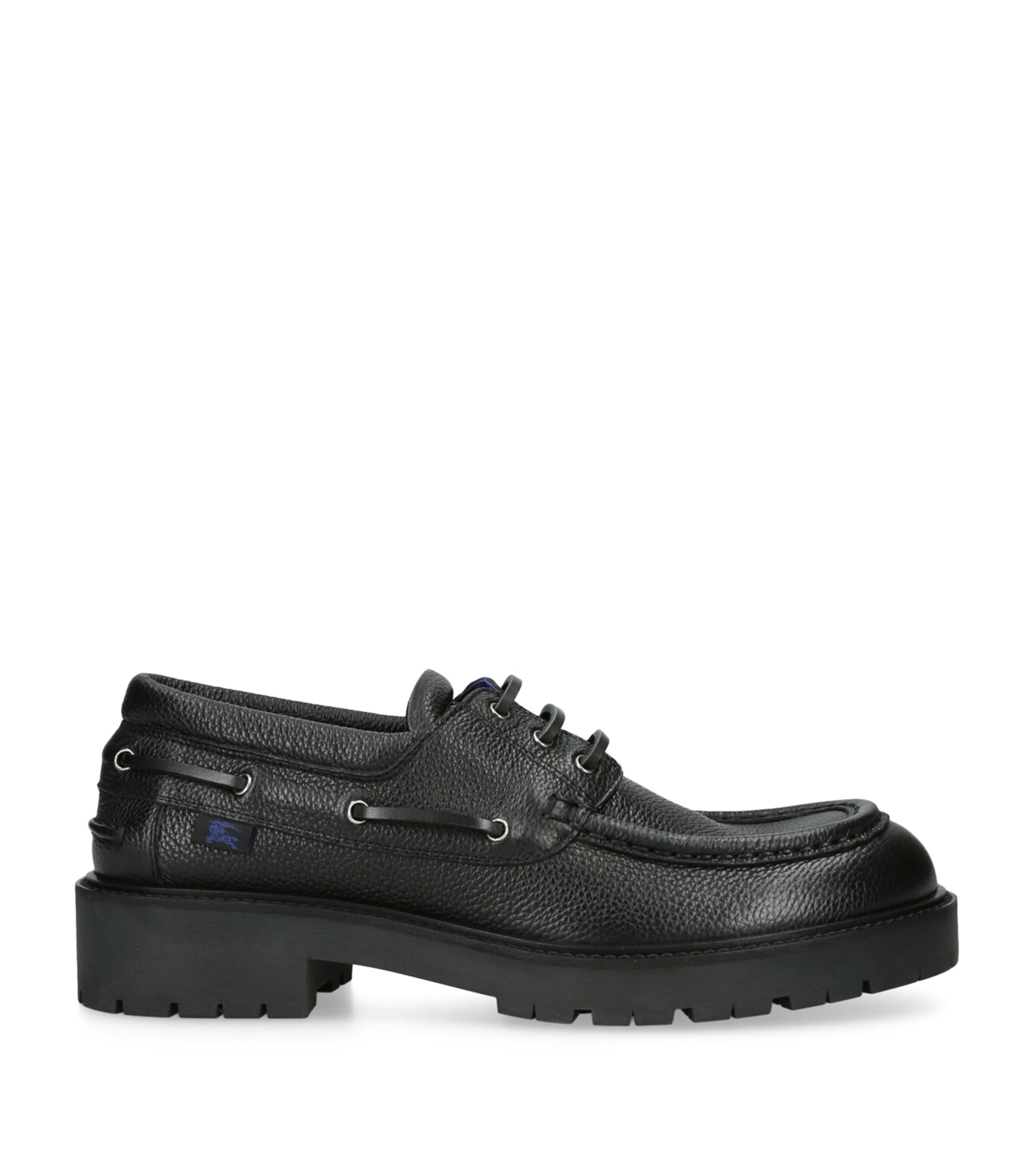 Burberry Leather Raft Boat Shoes Black Image 1