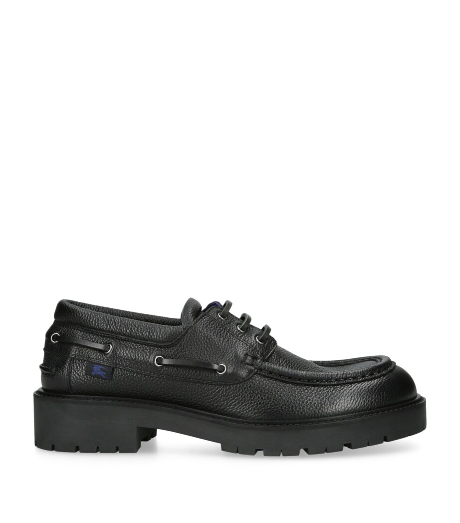 Burberry Leather Raft Boat Shoes Black Image 1