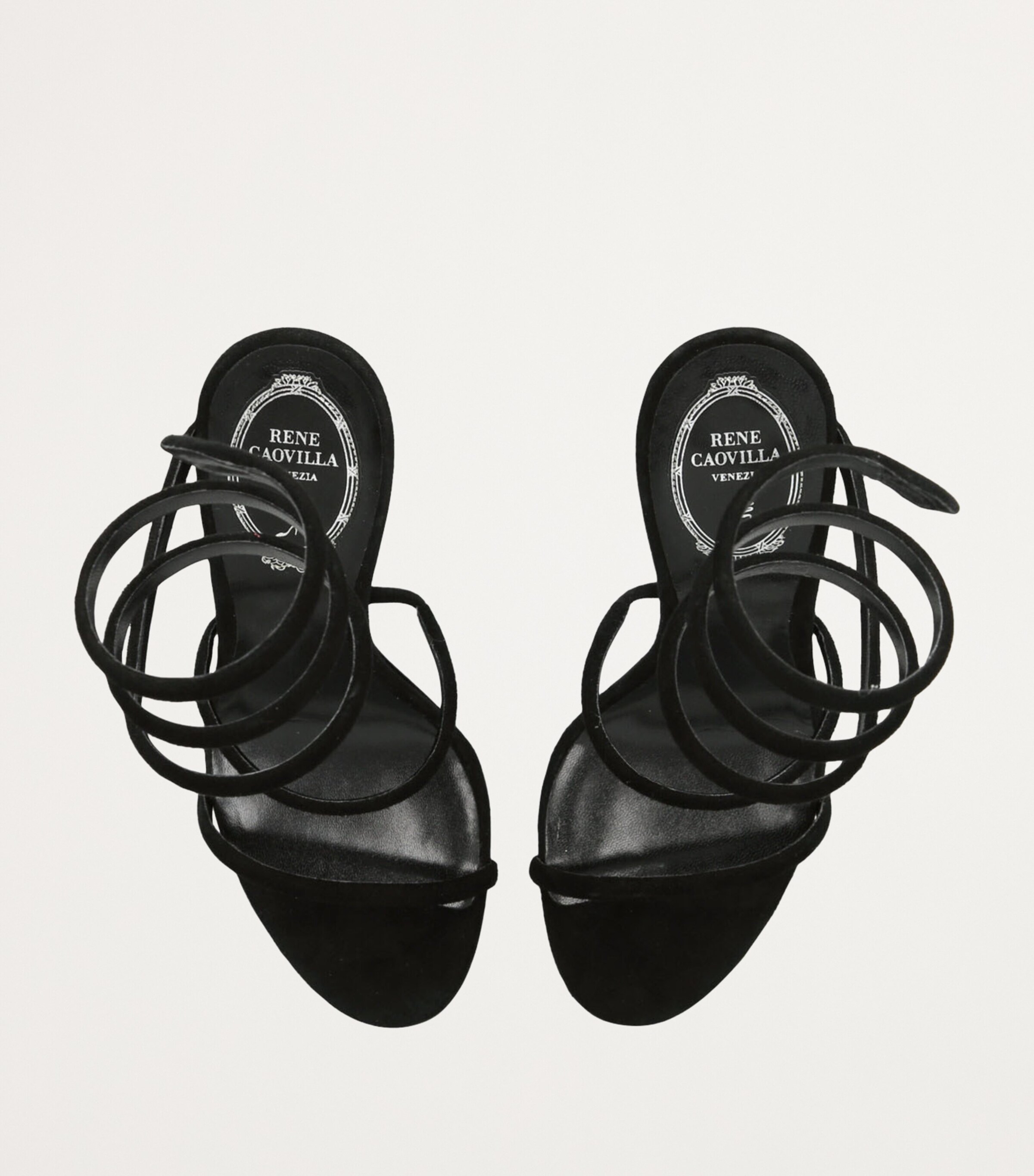 René Caovilla Suede Cleo Sandals 105 Black Image 4