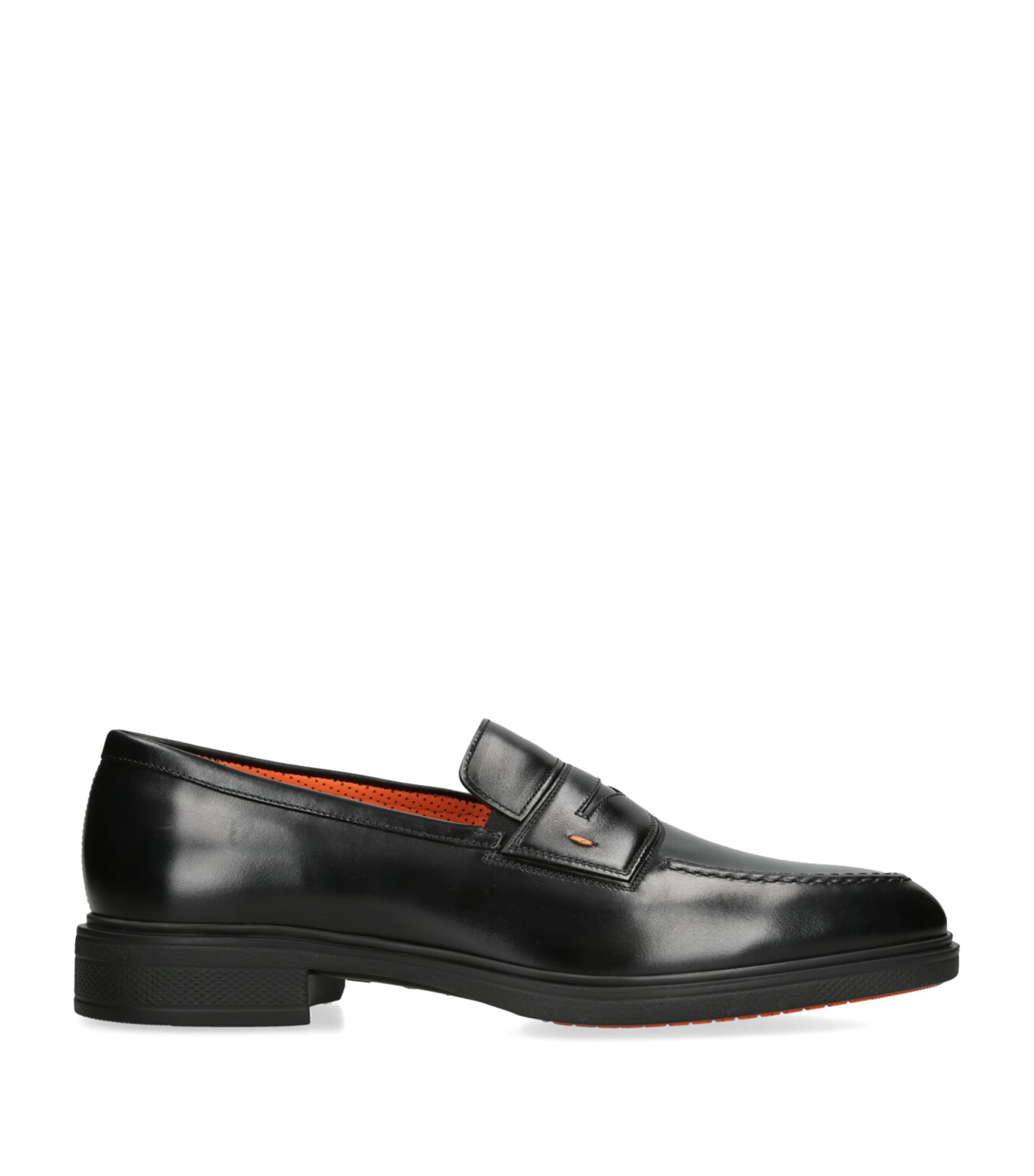 Santoni Leather Penny Loafers Black Image 1