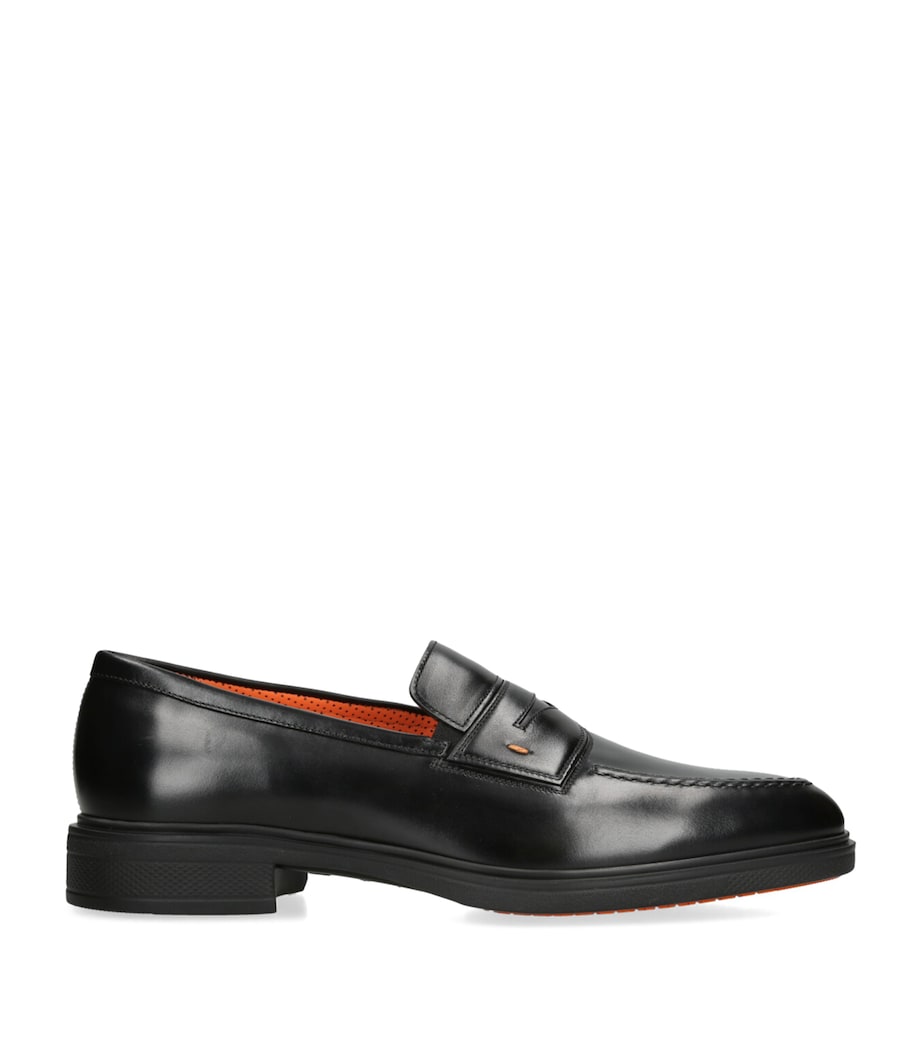 Leather Penny Loafers BLACK Image 1