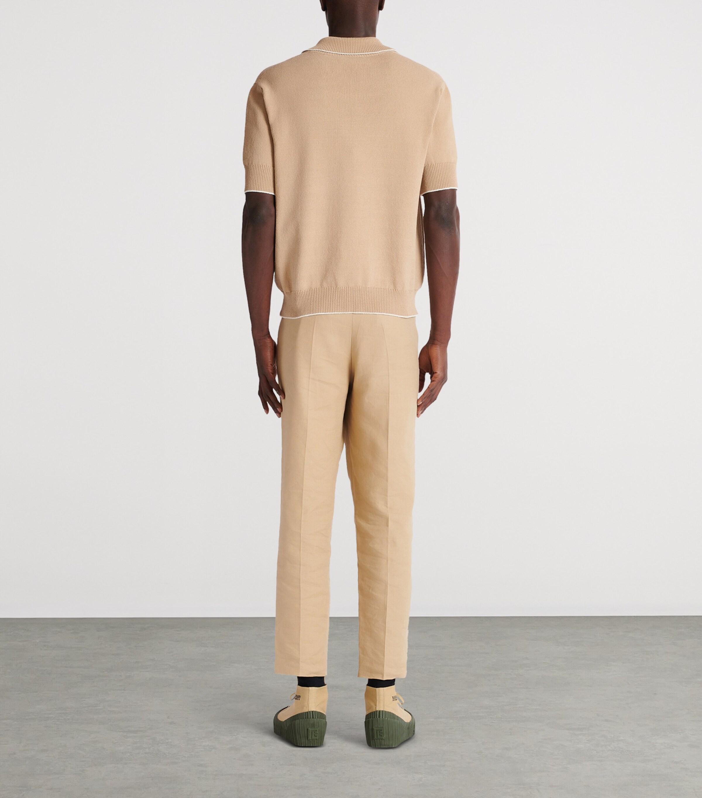 Knitted Crest-Detail Polo Shirt GMP BEIGE/NATUREL Image 6