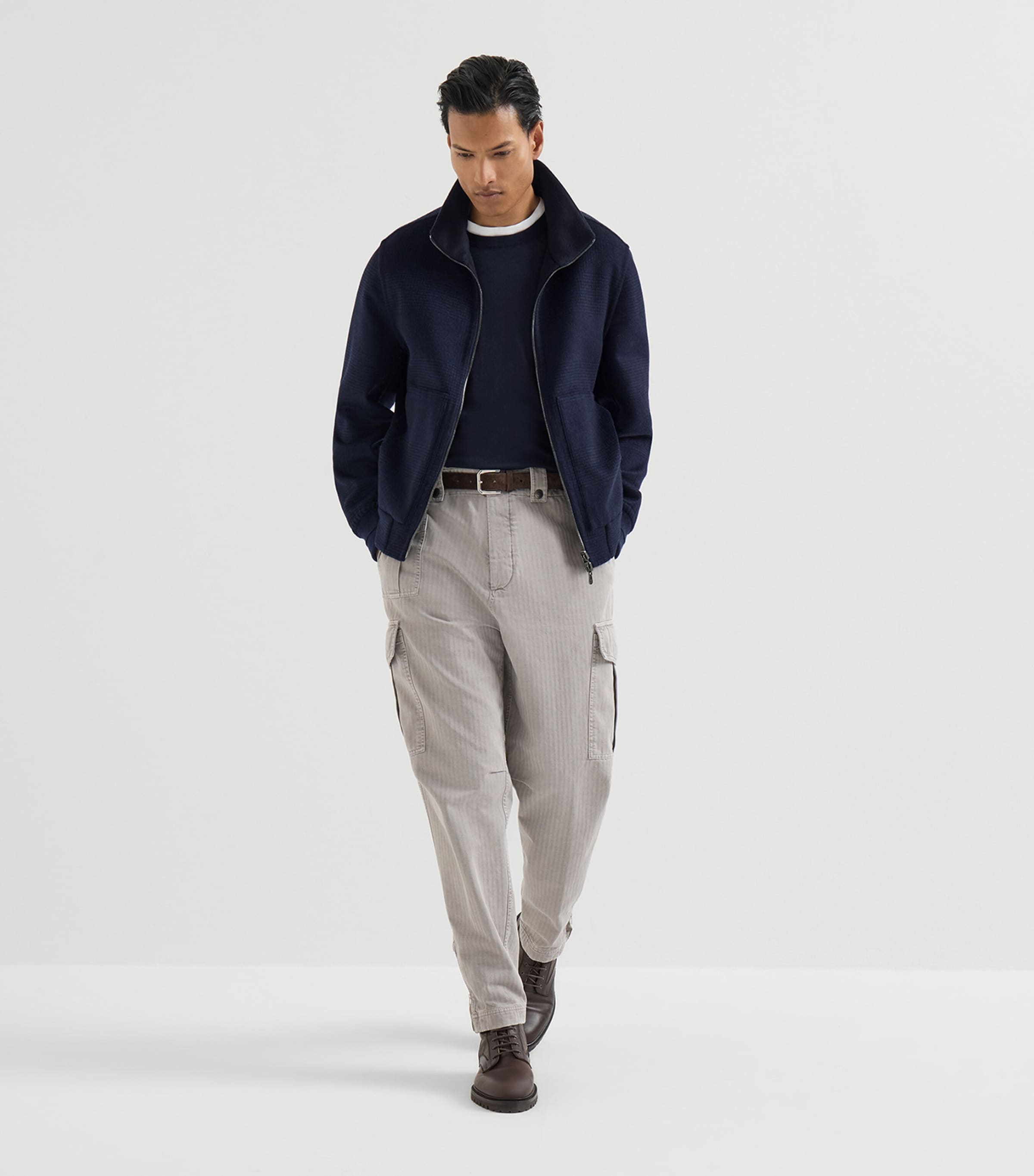Brunello Cucinelli Mens Cashmere-Silk Crew-Neck Sweater Image 2