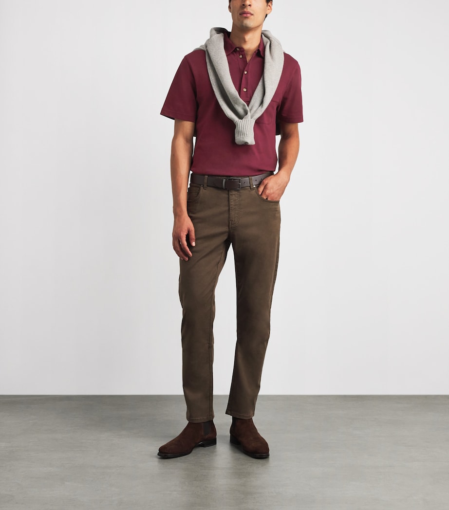 Purdey Mens Cotton Chest Pocket Polo Shirt Aur Image 2