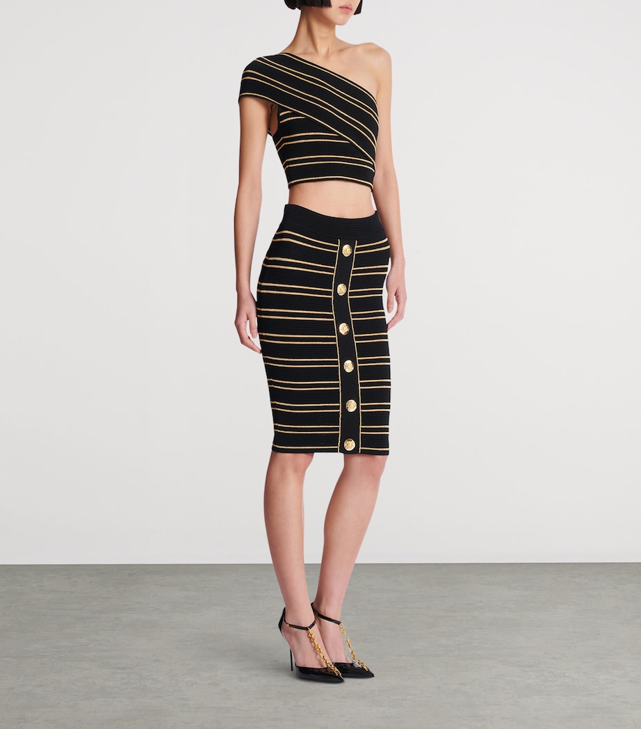 Metallic One-Shoulder Top EAD NOIR/OR Image 4