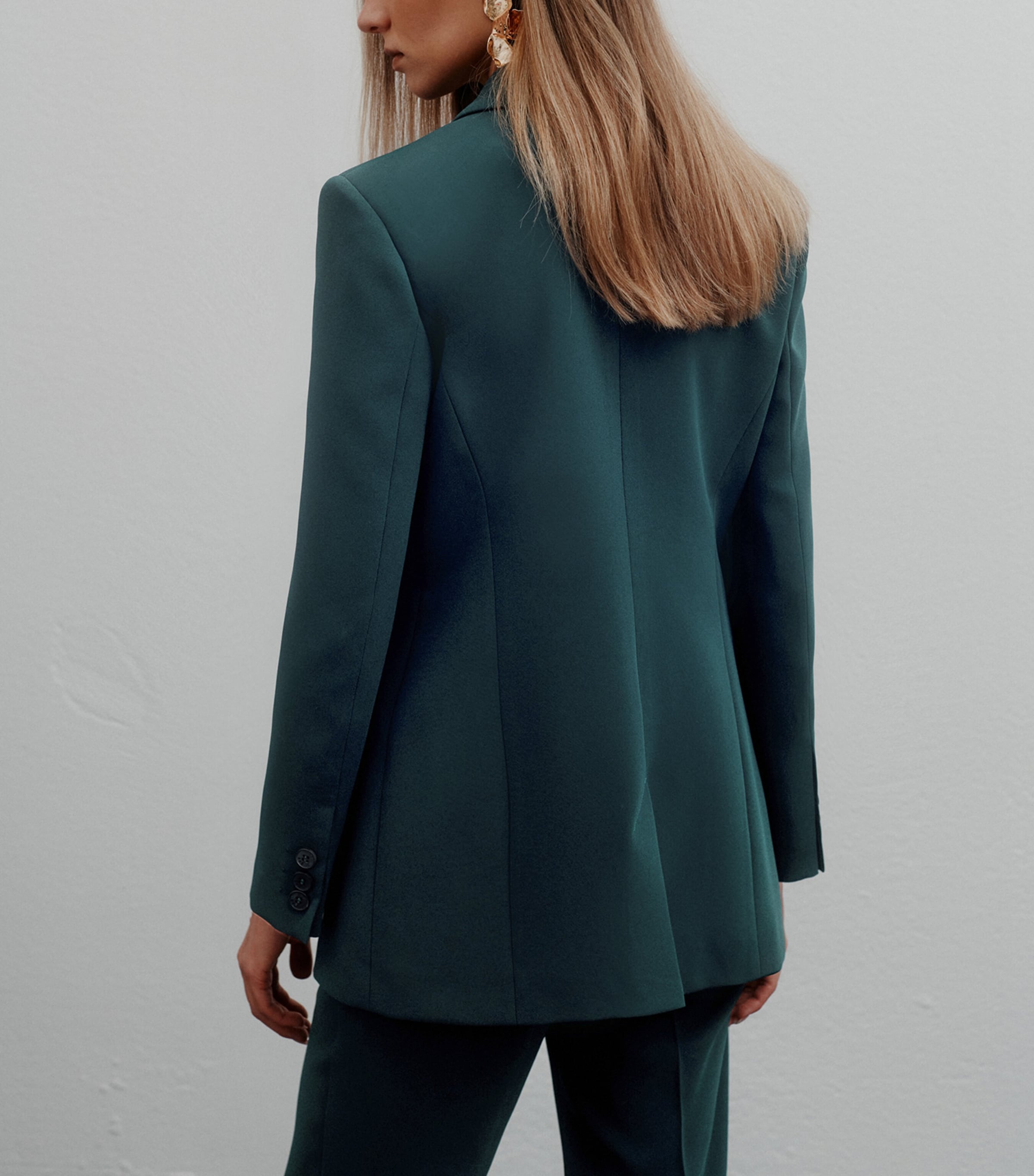 Marella Womens Double-Breasted Blazer Peacock Blue Image 3