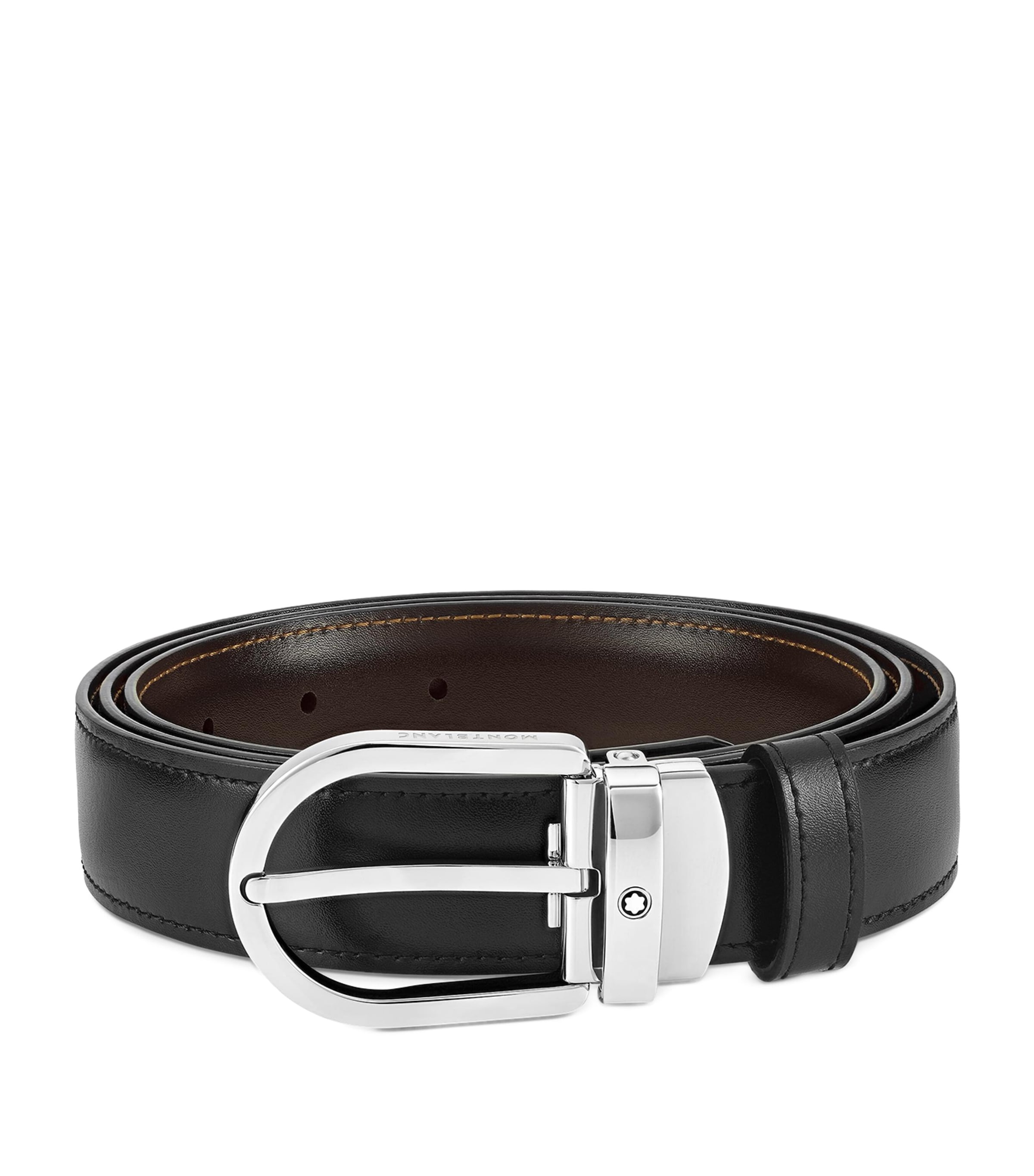 Leather Reversible Horseshoe Belt BLACK/BROWN Image 1