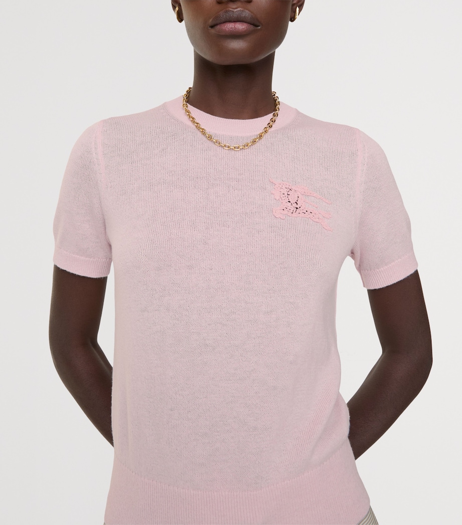 Burberry Womens Wool-Cotton EKD Knit Top Mallow Pink Image 3
