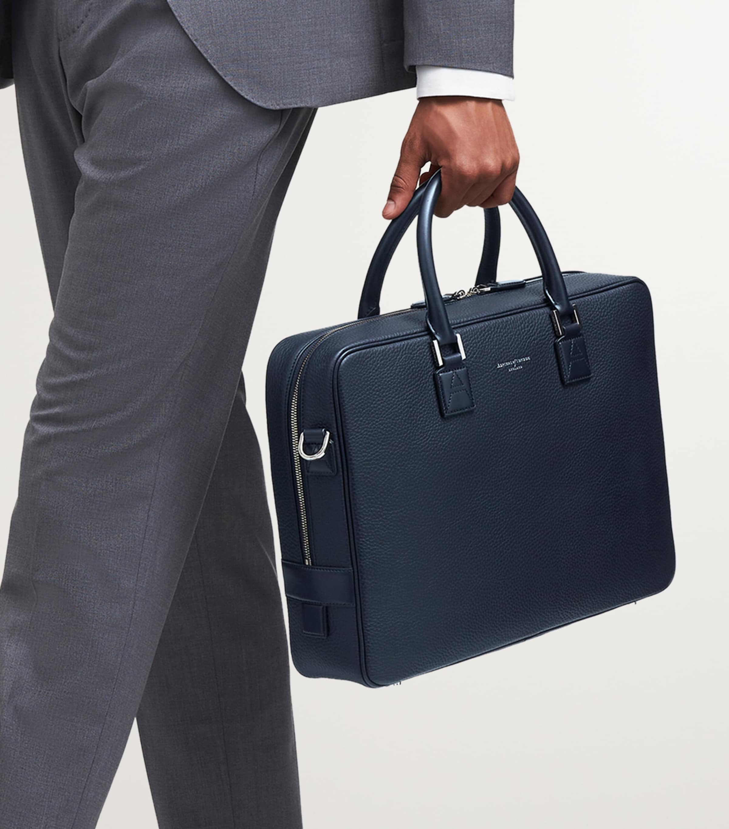 Aspinal Of London Navy Leather Mount Street Briefcase Bag | Harrods US
