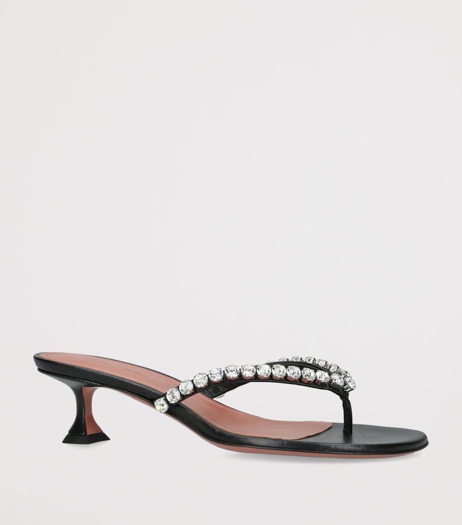 Leather Gigi Thong Sandals 45 BLACK Image 3