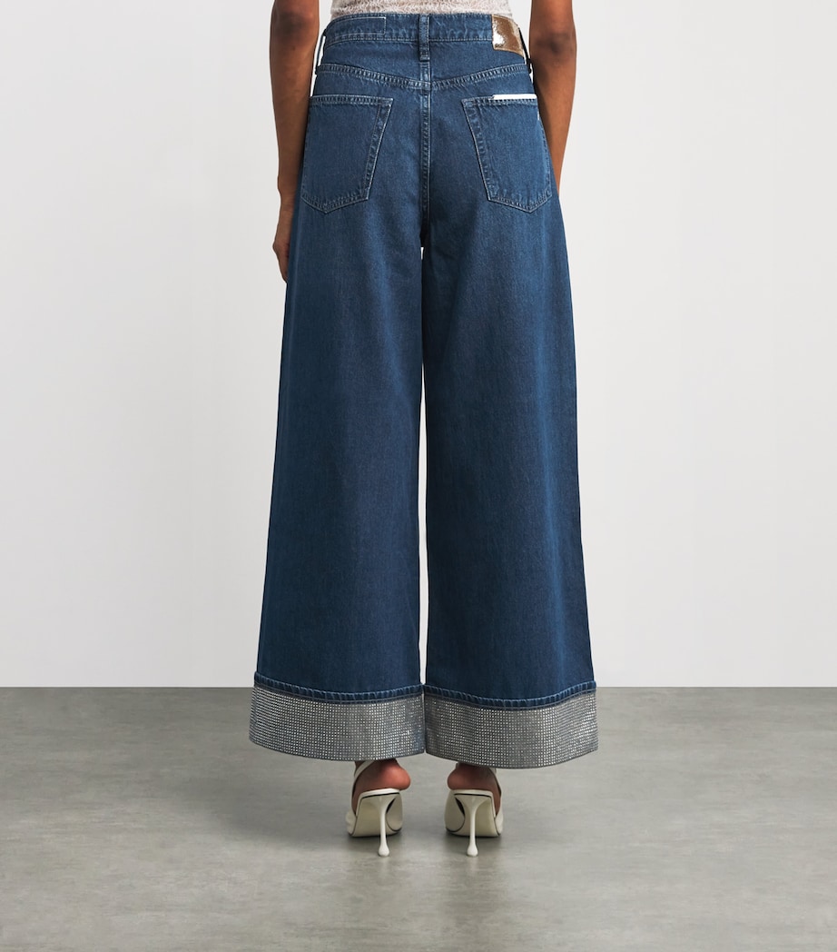 Rhinestone-Cuffs Sofie High-Rise Wide-Leg Jeans DWNJL Image 4