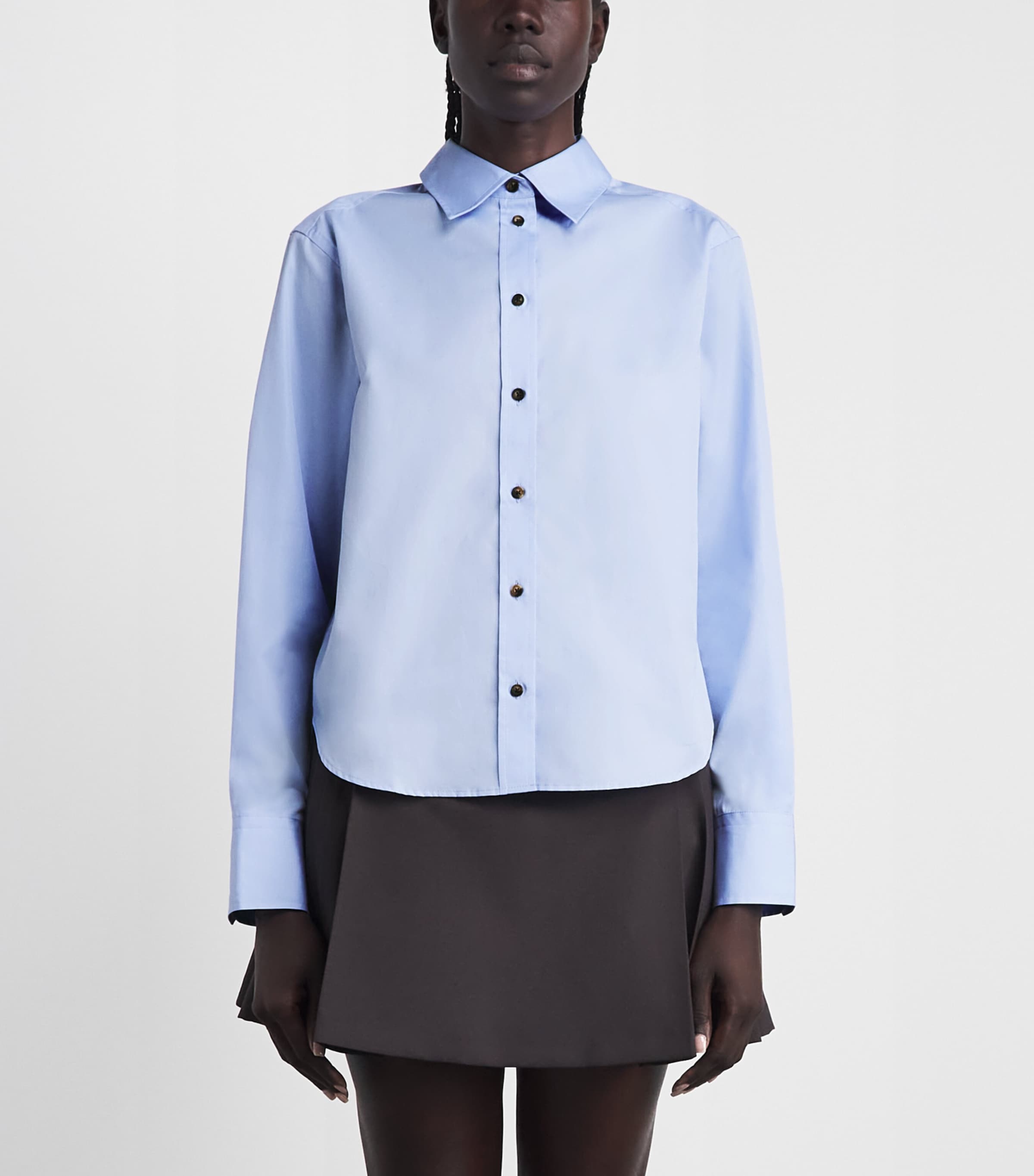 ME+EM Womens Cotton Perfectly Proportioned Shirt Pale Blue Image 4
