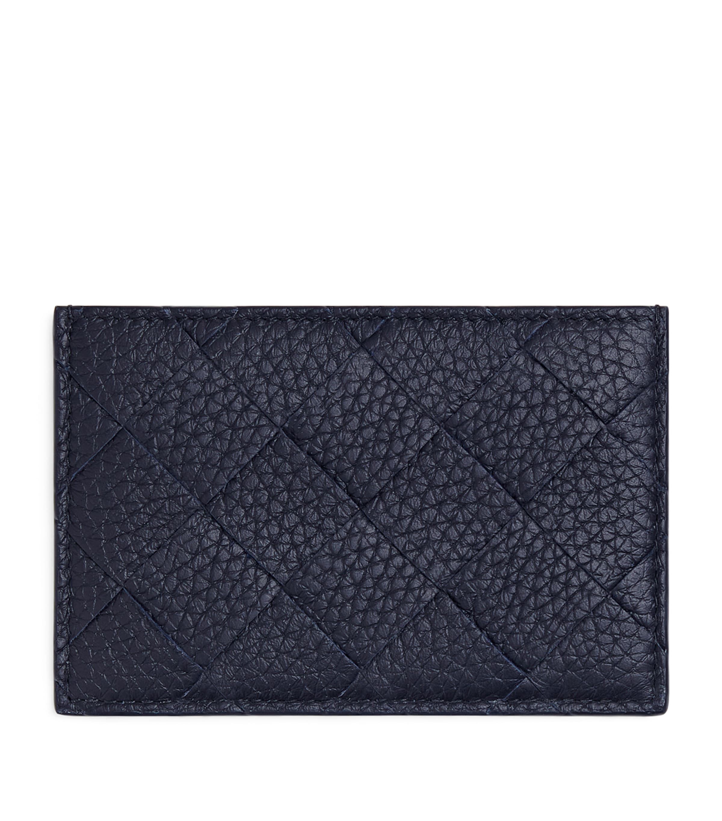 Bottega Veneta Leather Intreccio Card Holder In Blue