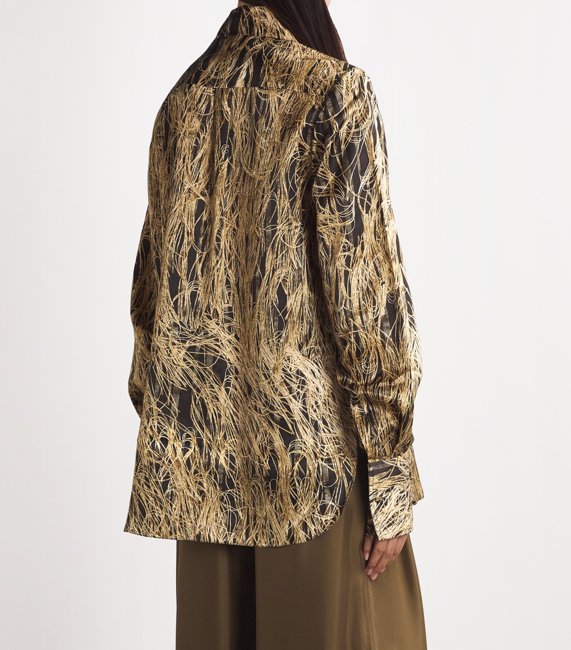 Roksanda Womens Silk Juniper Shirt Feather Scan Gold Image 4