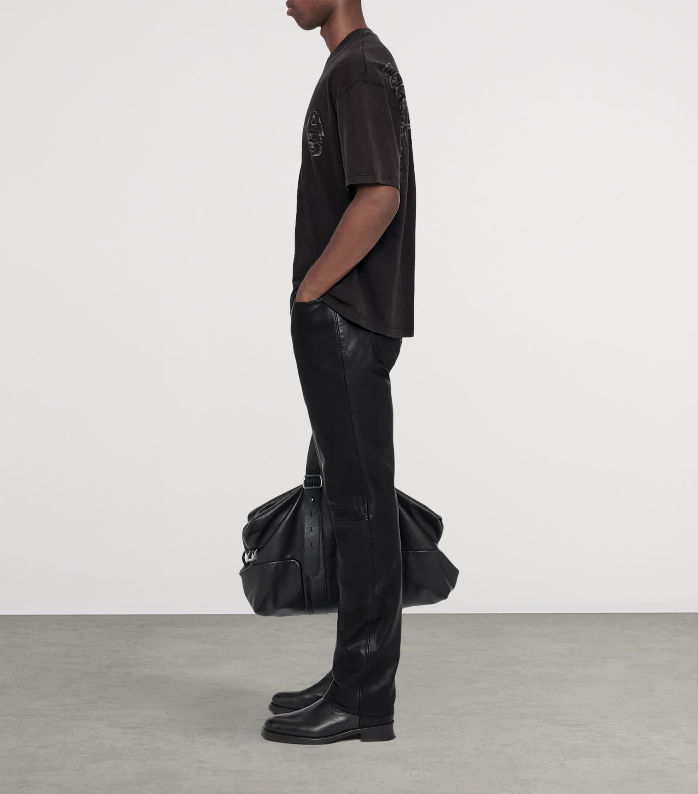 AllSaints Mens Organic Cotton Roller T-Shirt Washed Black Image 8