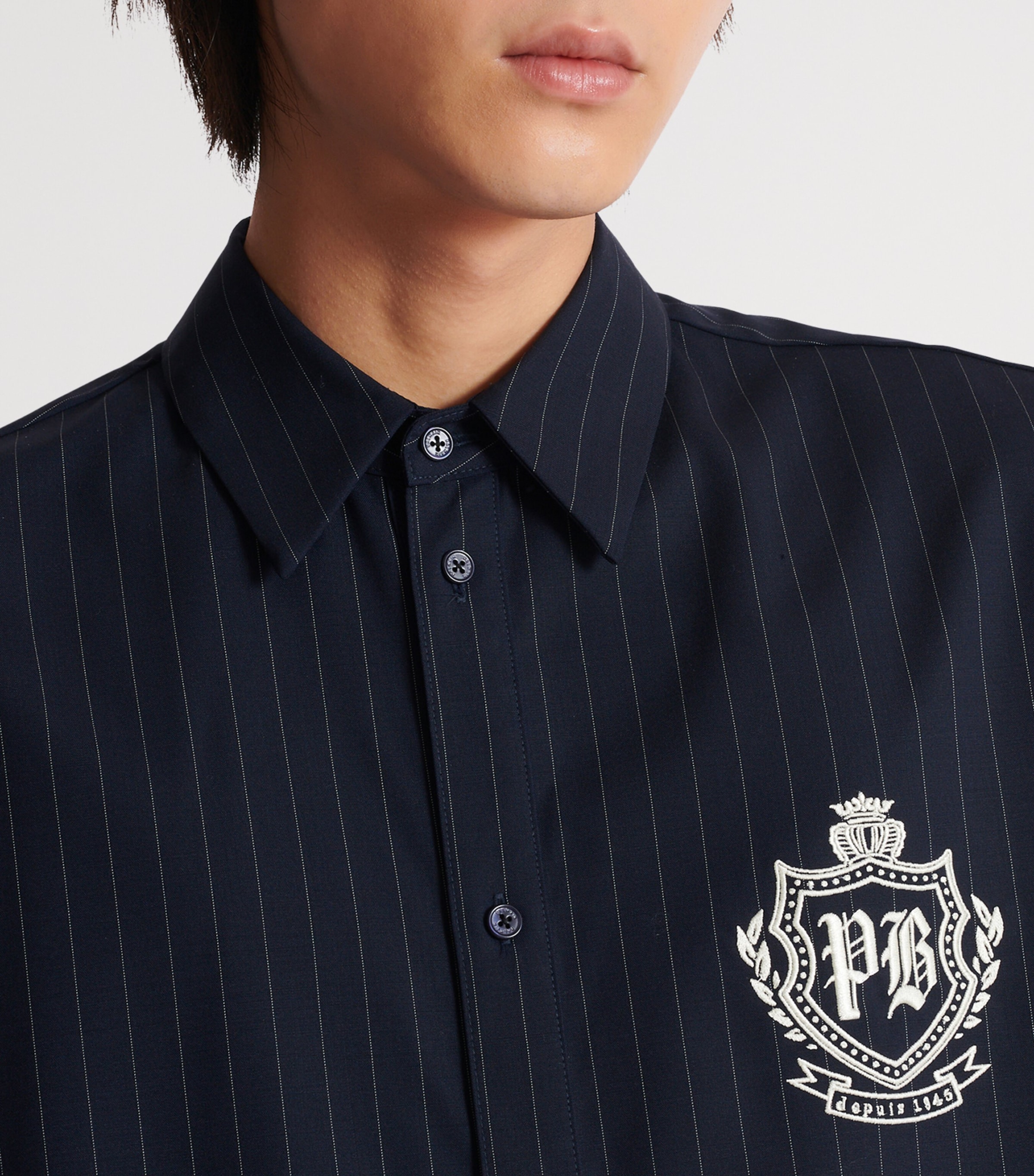 Virgin Wool College Emblem Shirt SAJ BLEU/BLANC Image 3