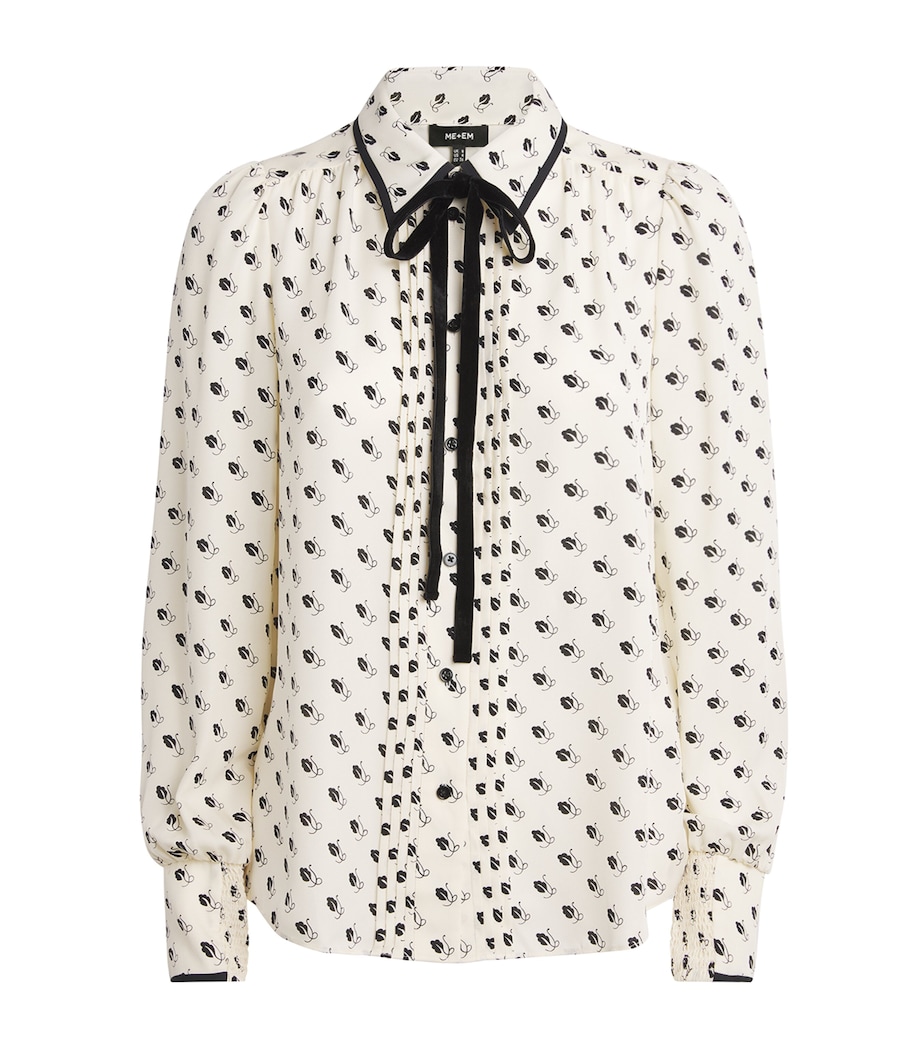 Silk Printed Blouse LIGHT CREAM/BLACK Image 1