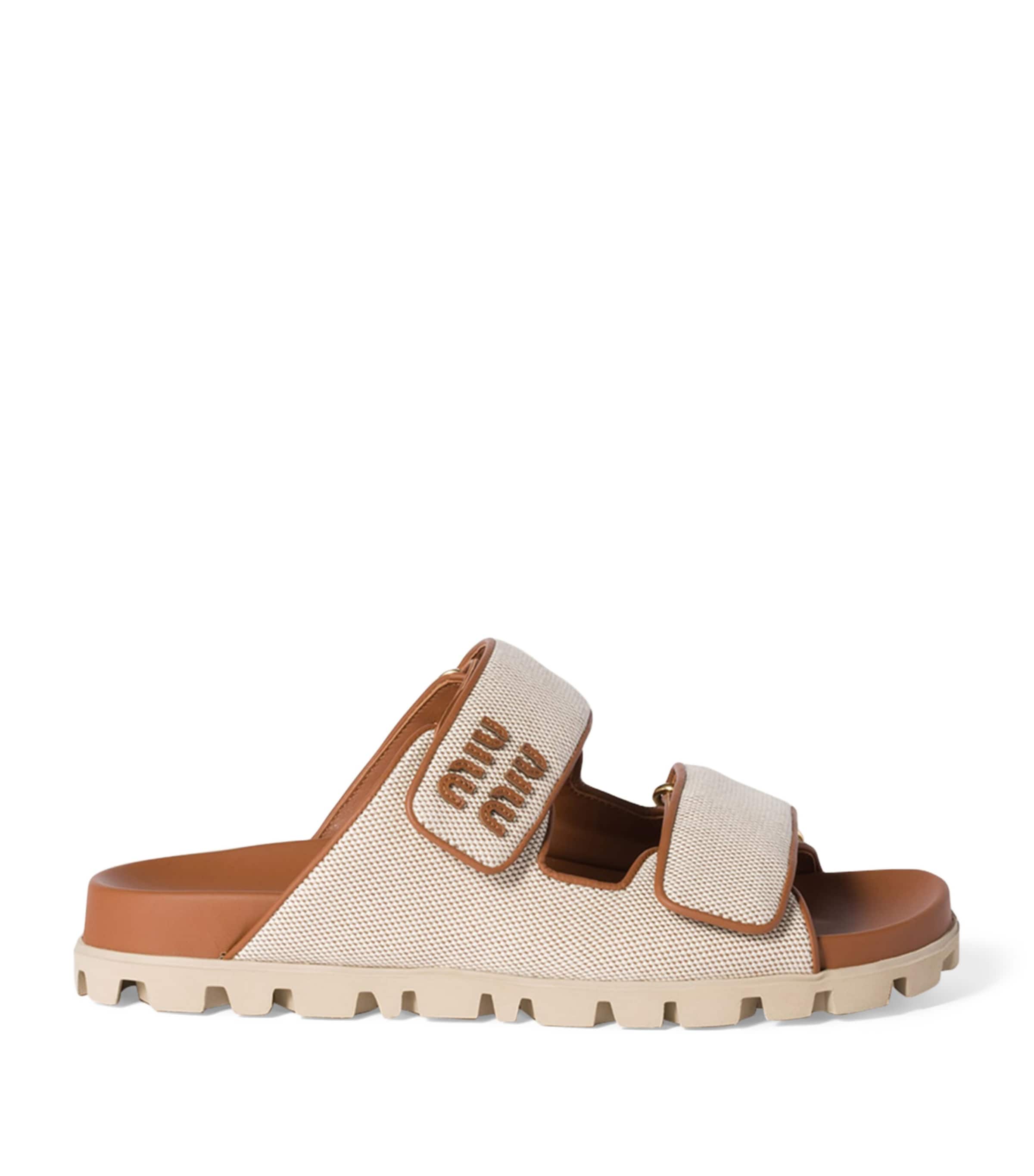 VIP【関税送料無料】希少 Miu Miu Velcro strap nappa sandals Miu Miu Canvas and Leather Sandals | Harrods UK