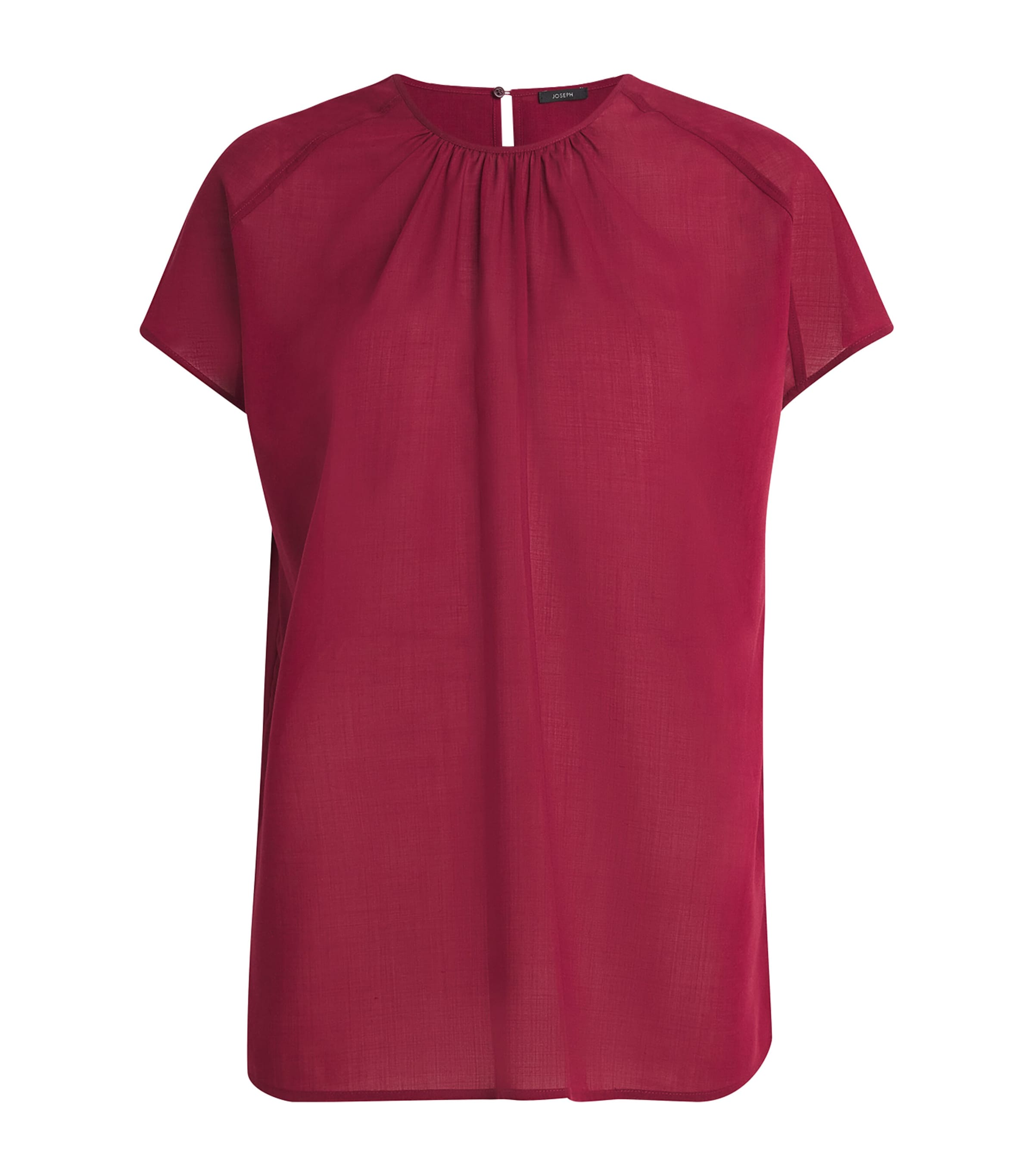 Joseph Wool-blend Sheer Broca Blouse In Red