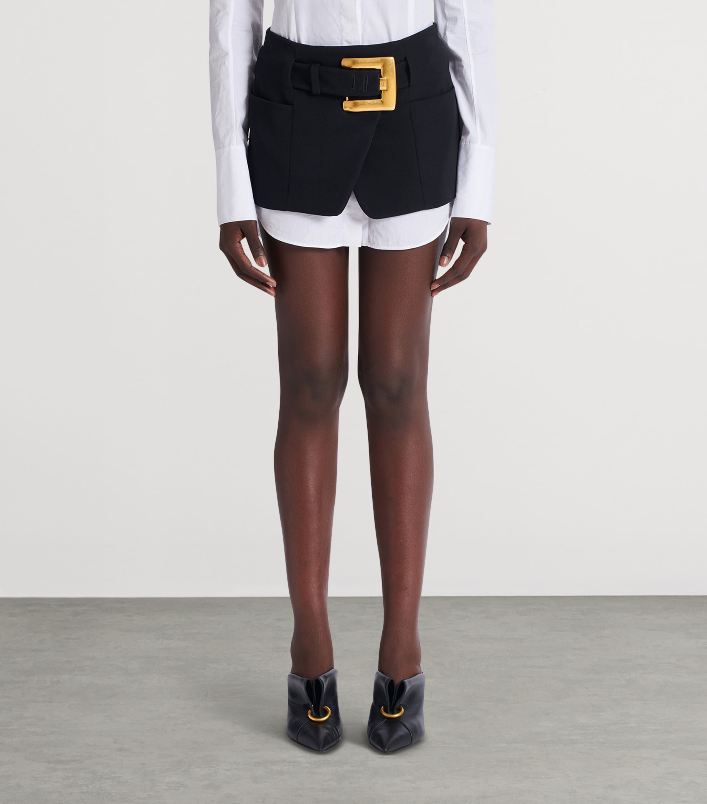 Virgin Wool Belted Mini Skirt 0PA NOIR Image 4