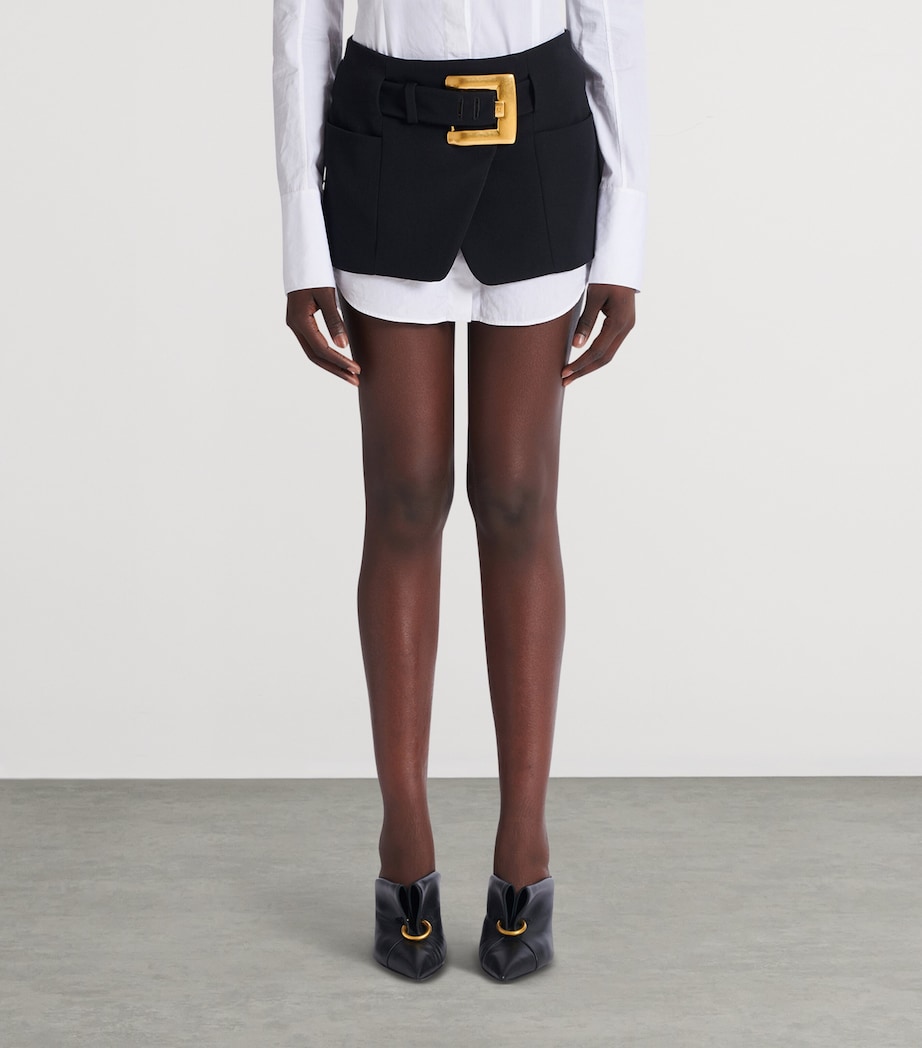 Virgin Wool Belted Mini Skirt 0PA NOIR Image 4