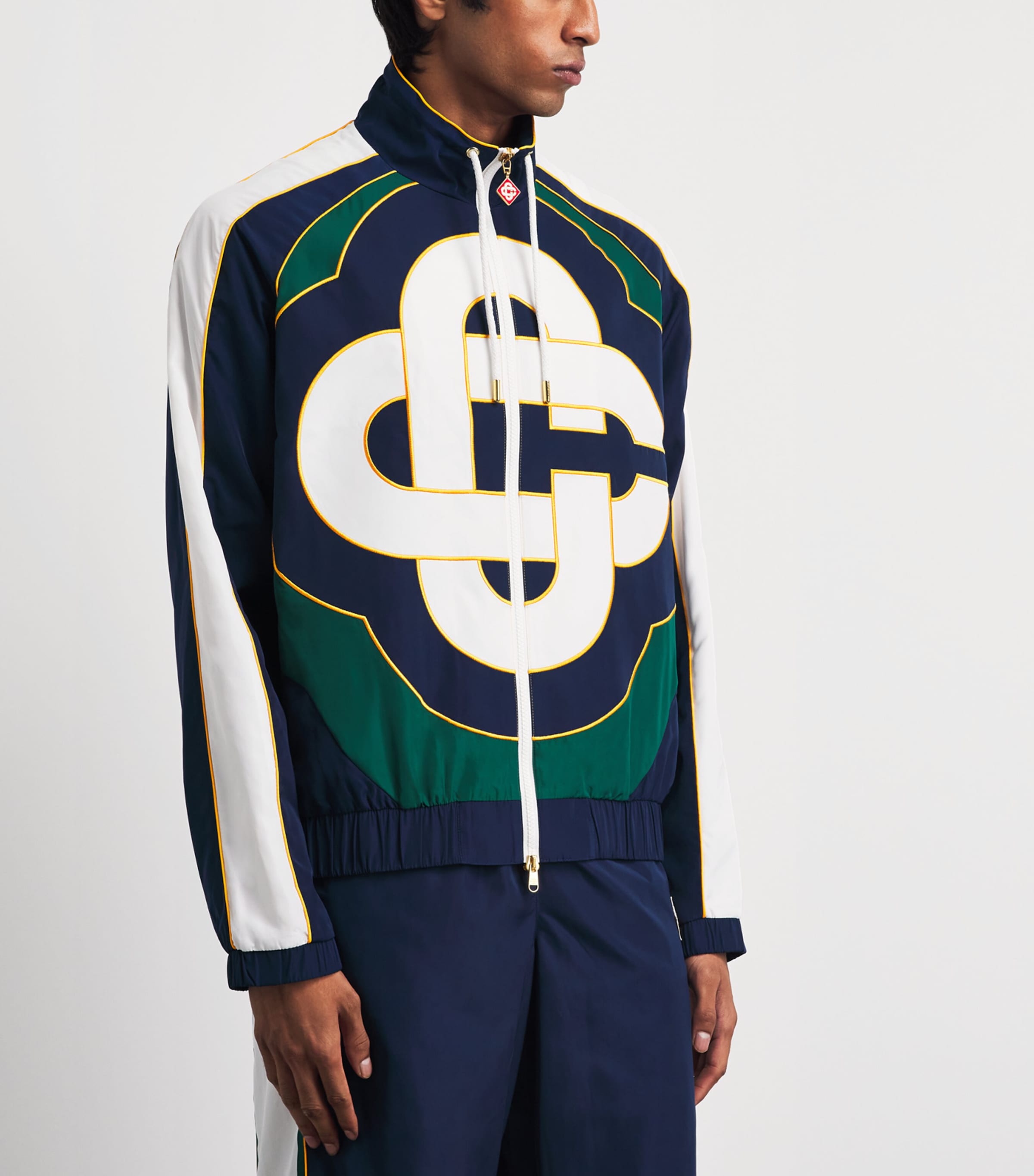 Casablanca Mens Check Appliqué Windbreaker Jacket Nav/grn/wht/ylw Image 4