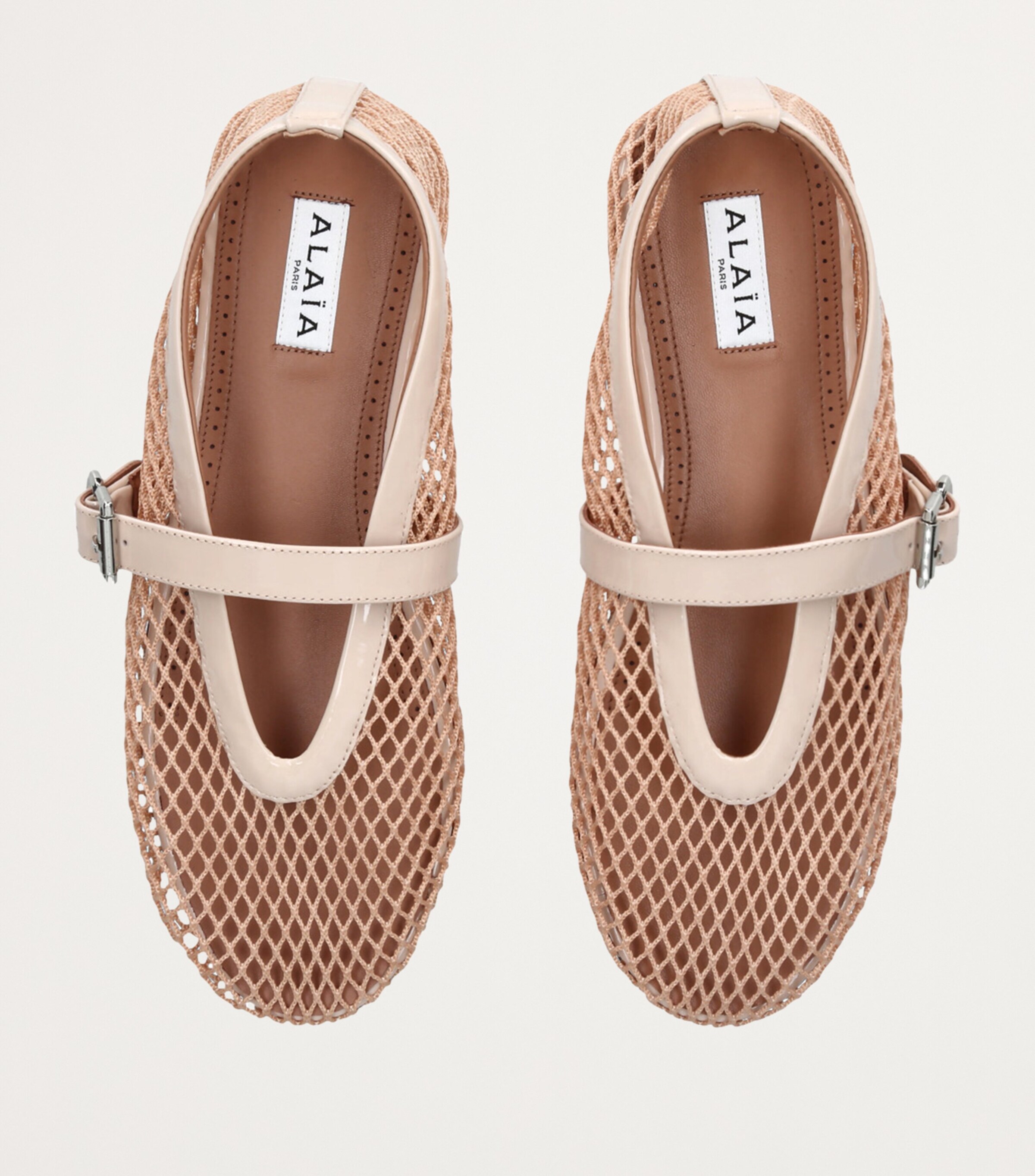 Alaïa Leather Mesh Ballet Flats Blush Image 4
