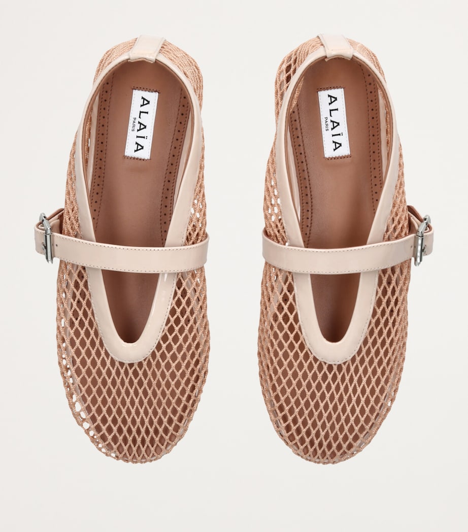 Leather Mesh Ballet Flats BLUSH Image 4