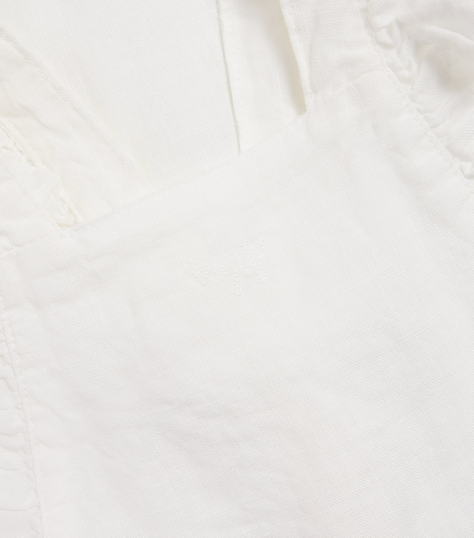 Linen Frill-Trim Dungarees (6-36 Months) 010 WHITE Image 3