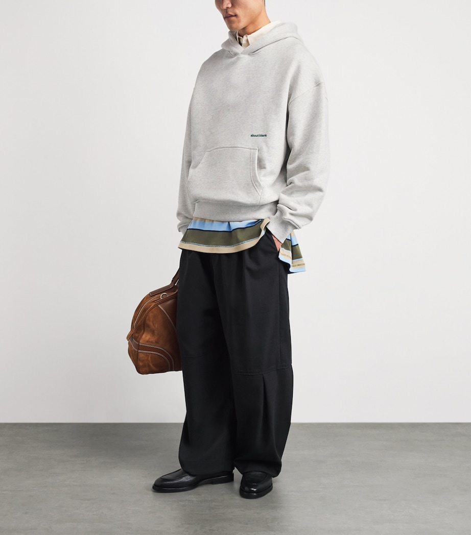 about:blank Mens Cotton Logo Hoodie Grey Marl/sage Image 2