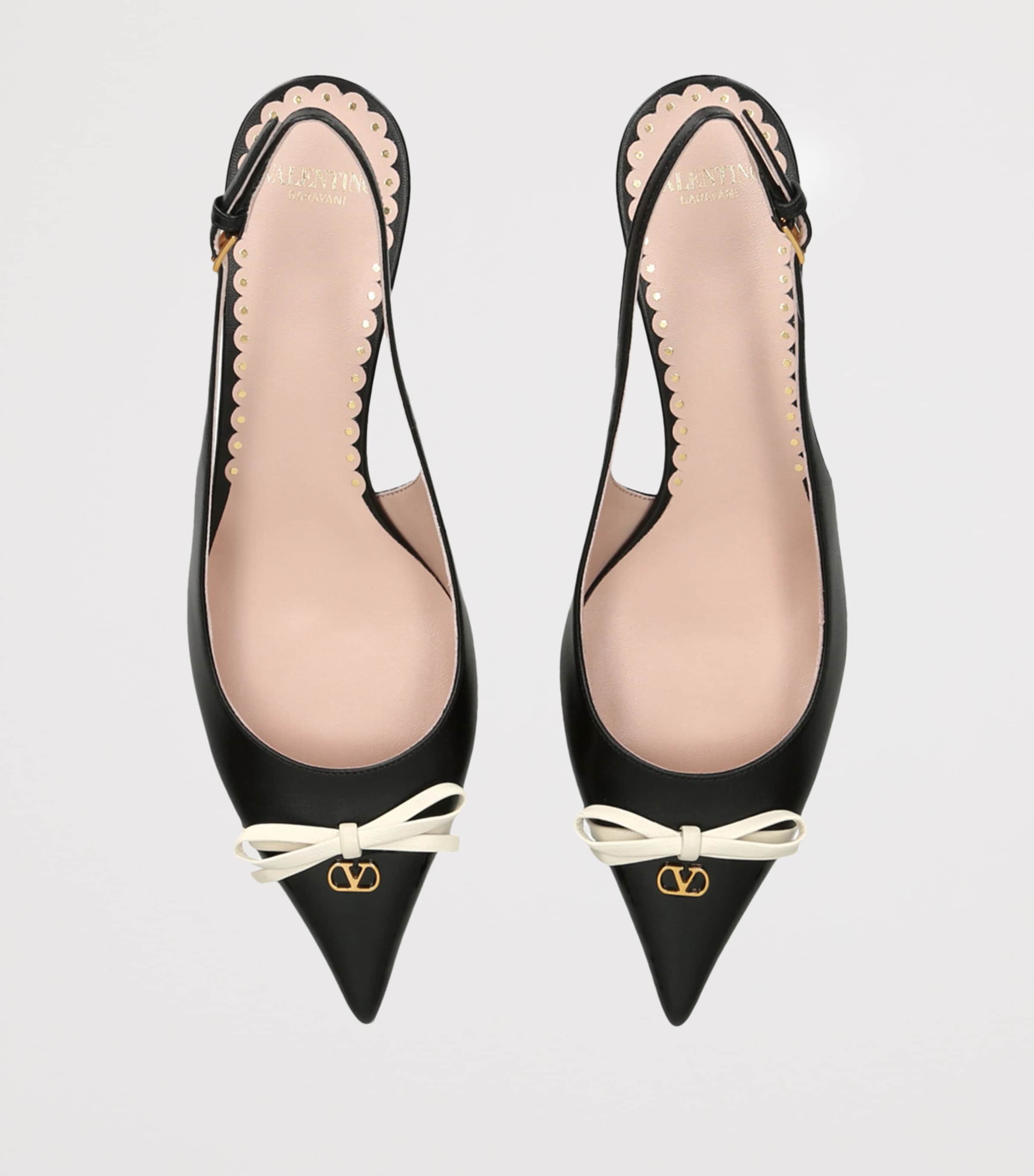 Leather Bepointy Slingback Heels 45 BLK/WHITE Image 4