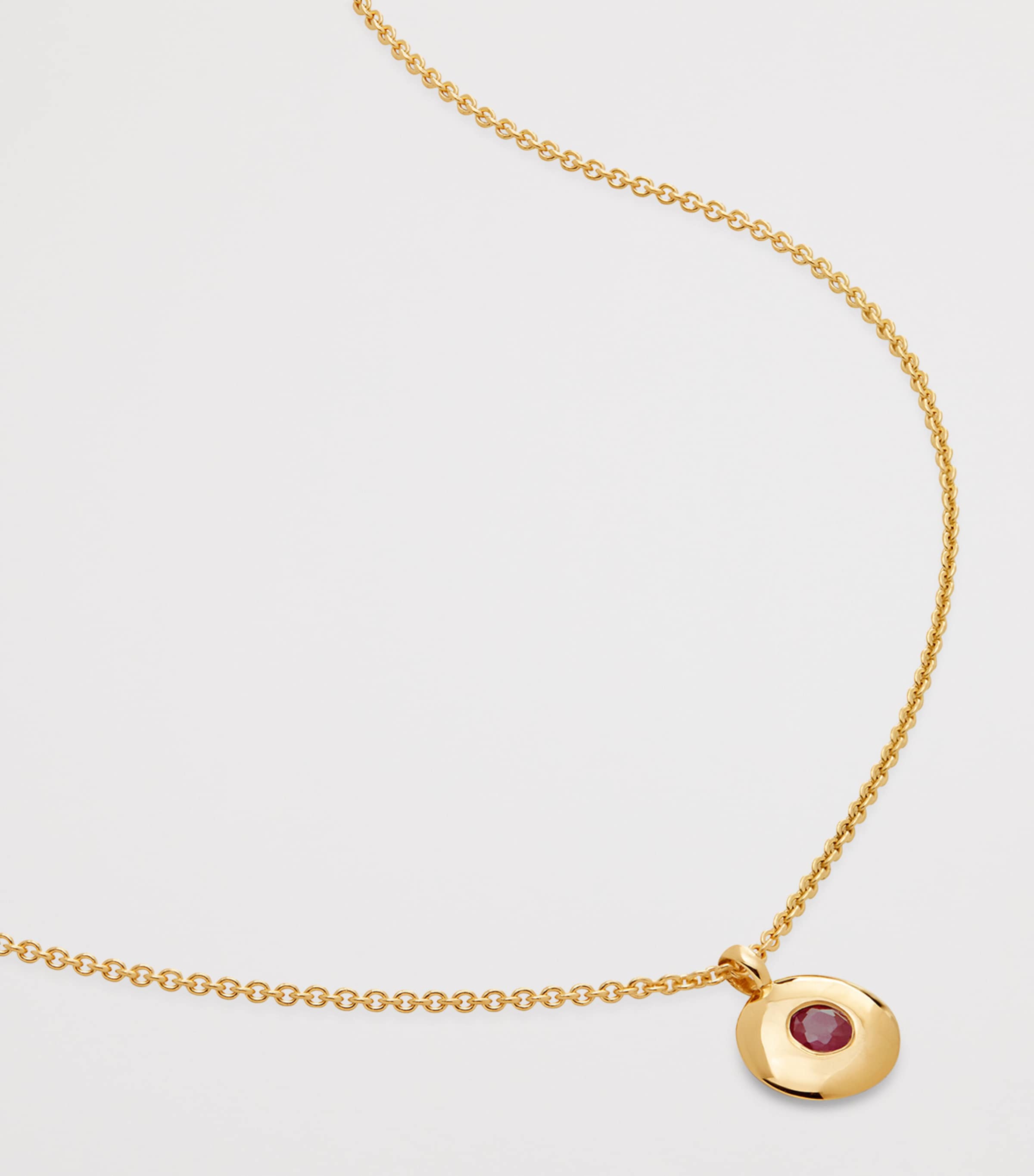 Monica Vinader Gold Vermeil and Ruby July Birthstone Necklace Gold Vermeil Image 4