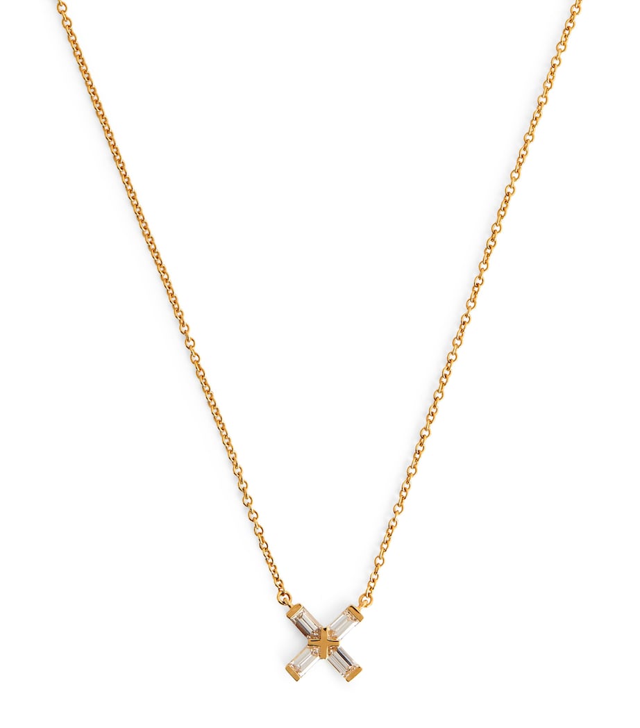 Yellow Gold and Diamond Exploding X Necklace YELLOW GOLD Image 1