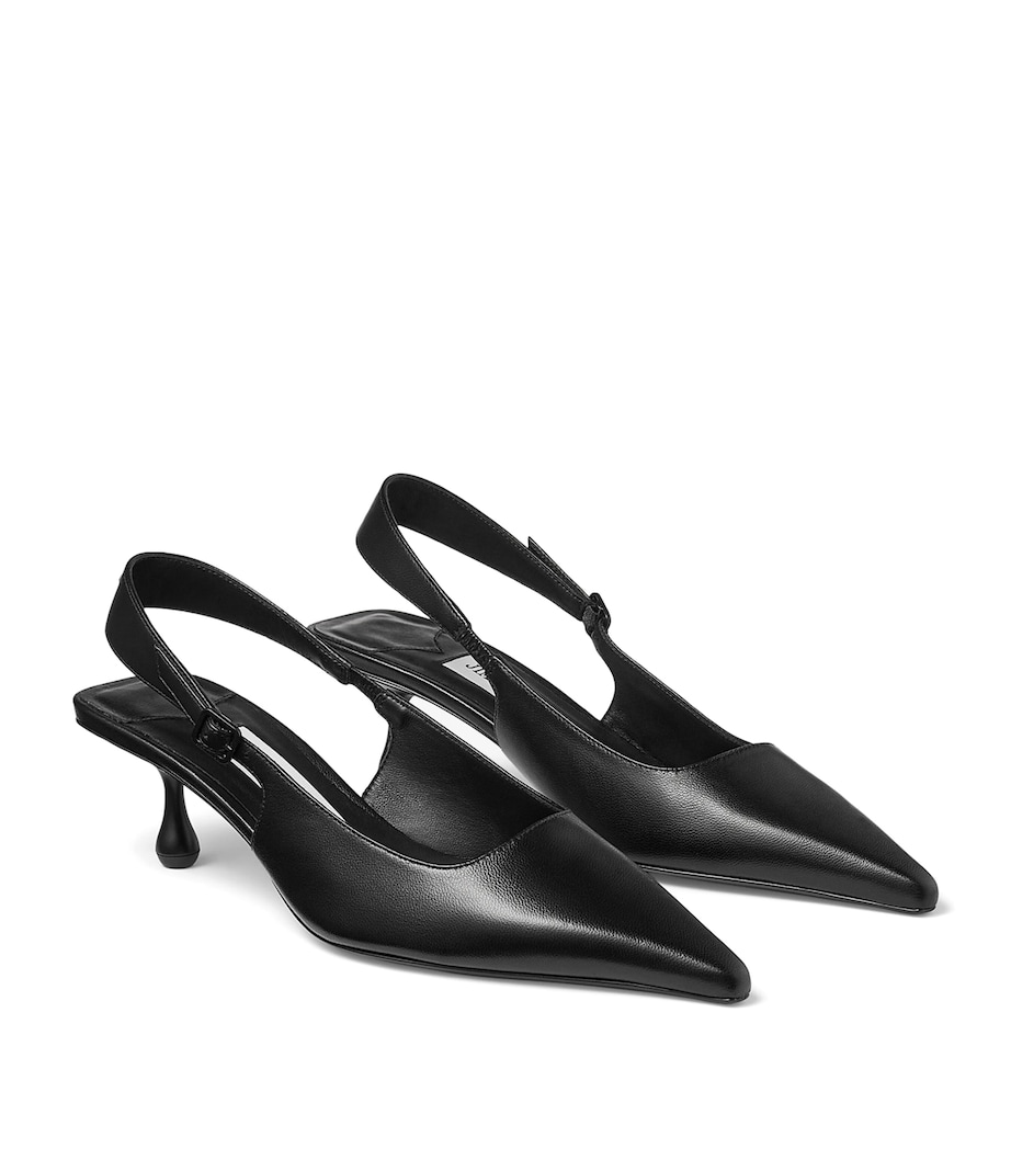 Jimmy Choo Amel 50 Leather Slingback Pumps Black Image 4