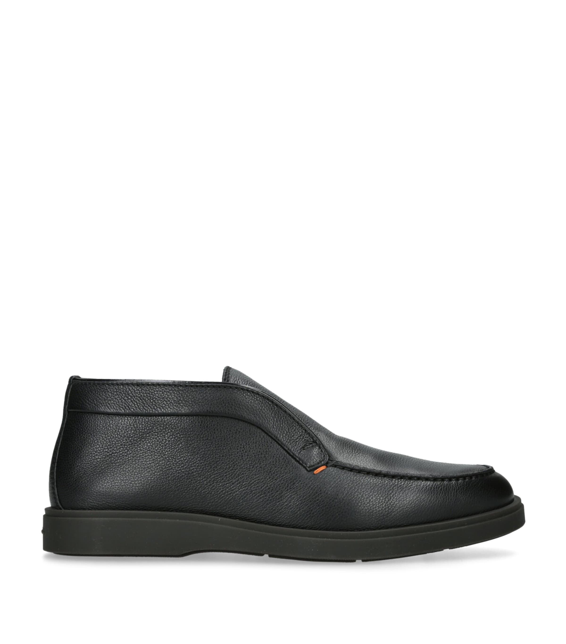 Santoni Leather Detroit Desert Boots In Black