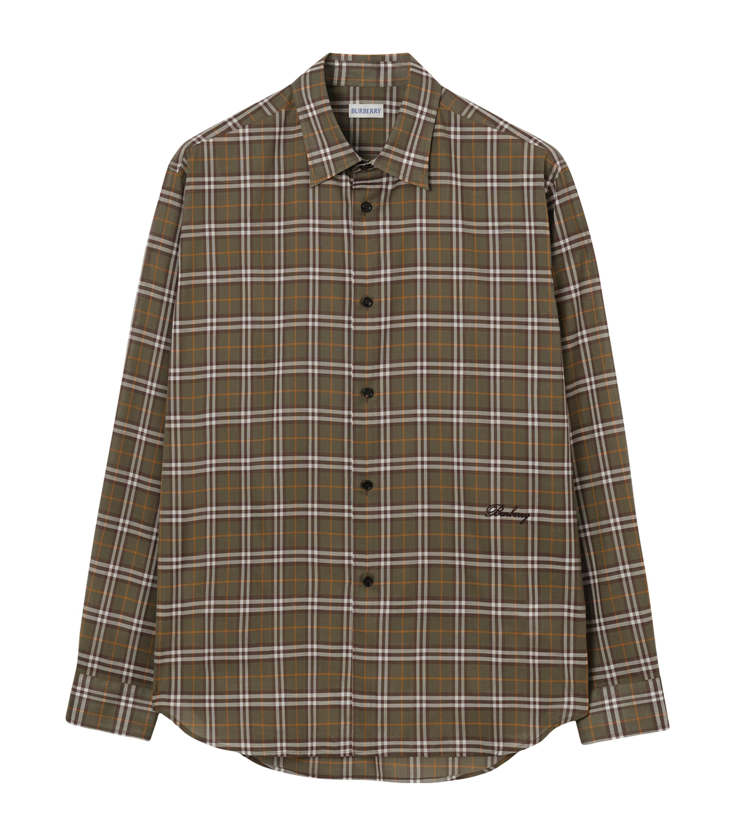 Burberry Mens Cotton Plaid Shirt Finch Brown Ip Check Image 1