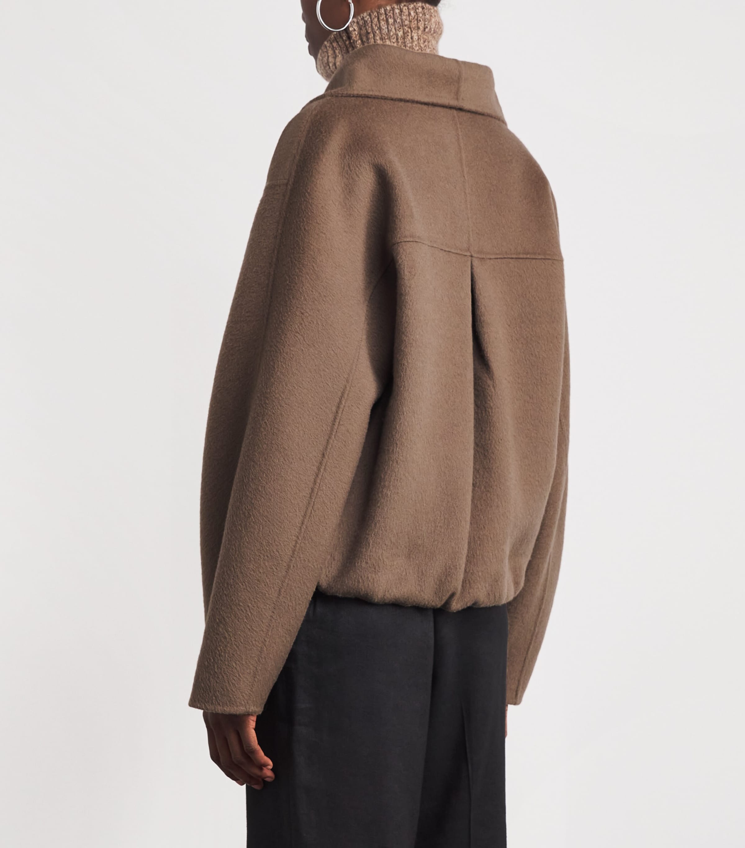 Almada Label Womens Wool Funnel-Neck Lindy Coat Tan Image 5
