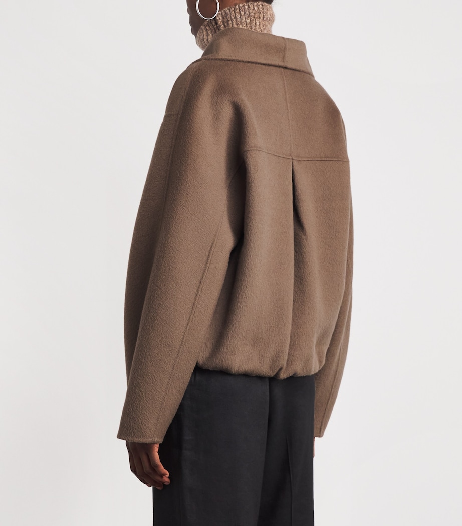 Almada Label Womens Wool Funnel-Neck Lindy Coat Tan Image 5