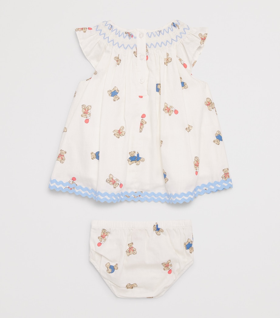 Harrods Cotton Bear Print Dress and Bloomers Set (0-18 Months) Image 2