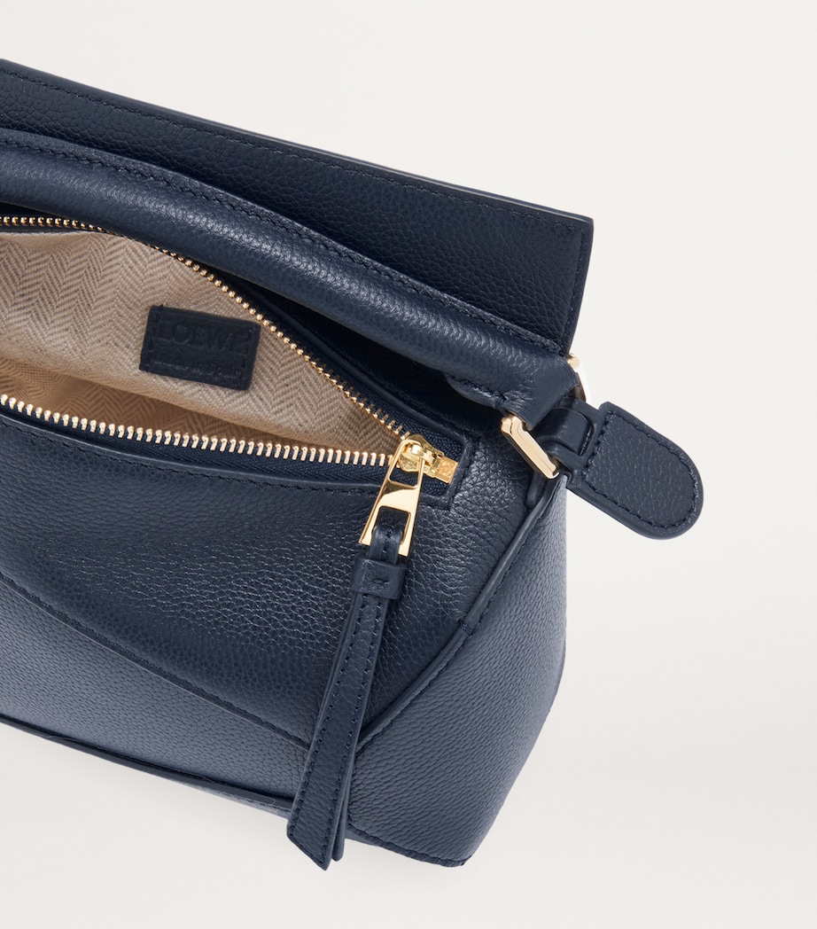 Mini Leather Puzzle Edge Top-Handle Bag DEEP NAVY Image 6