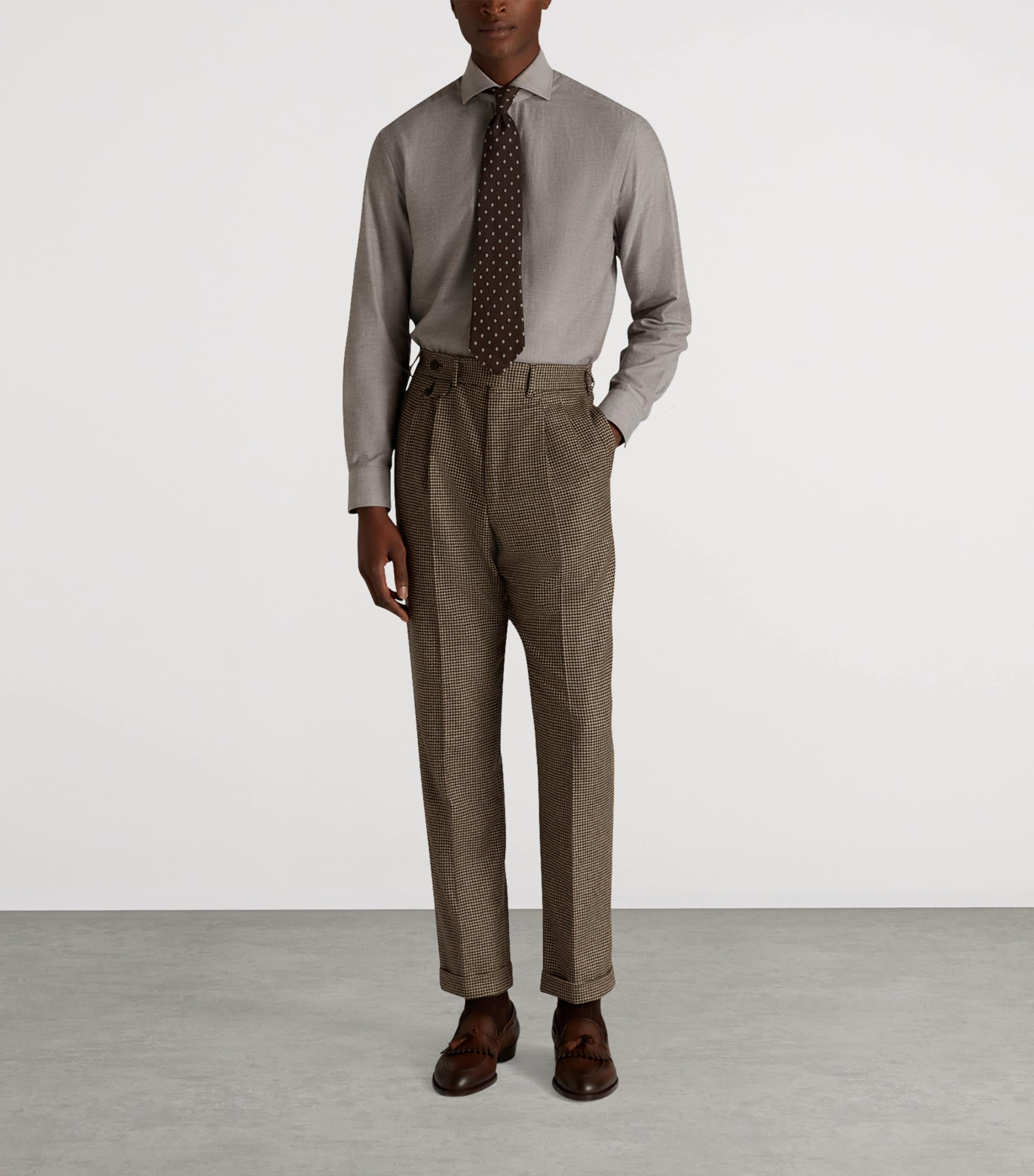 Cotton-Cashmere Oxford Shirt 201BROWN Image 2