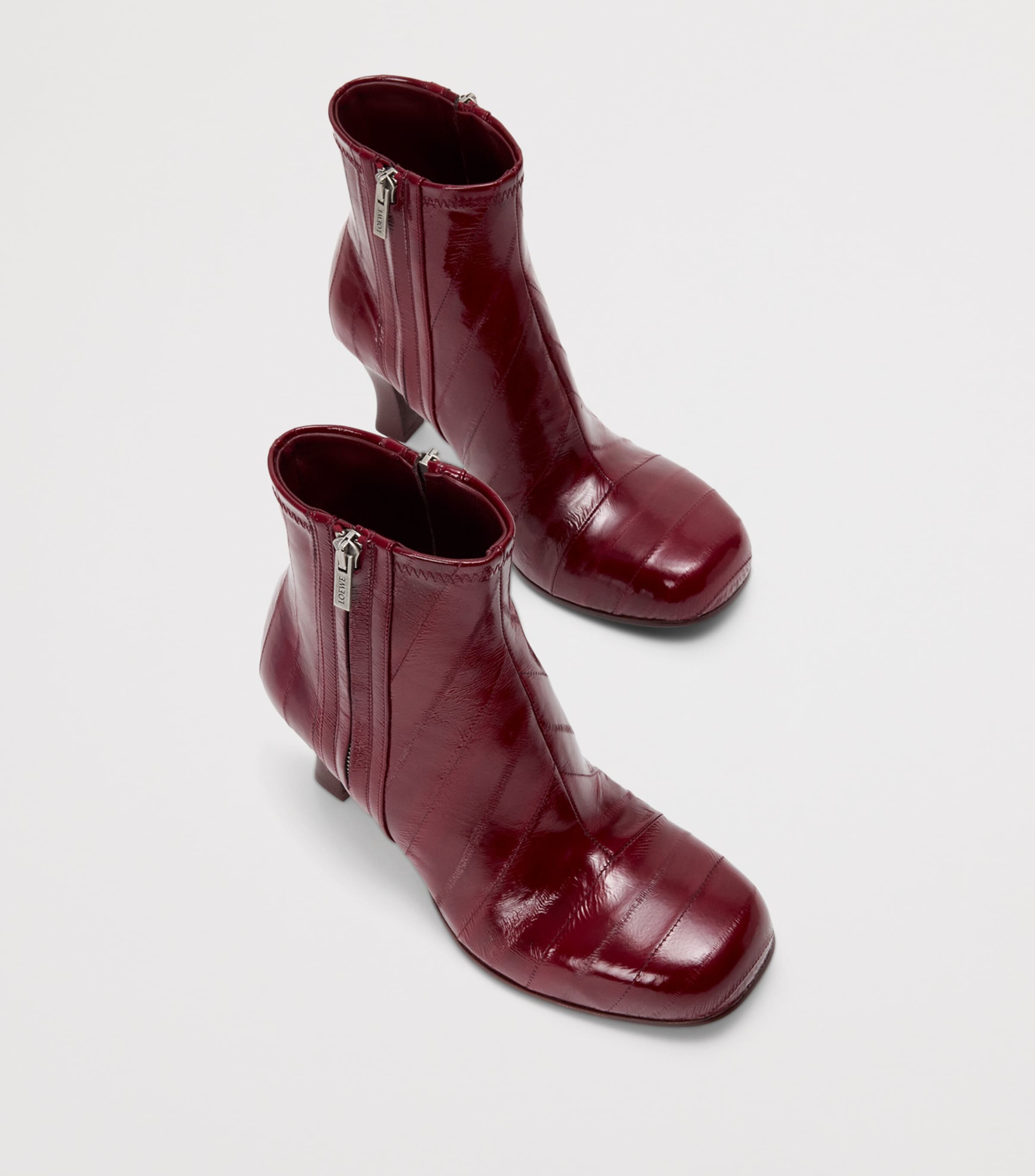 Eel Leather Bobine Ankle Boots 75 BURGUNDY Image 4