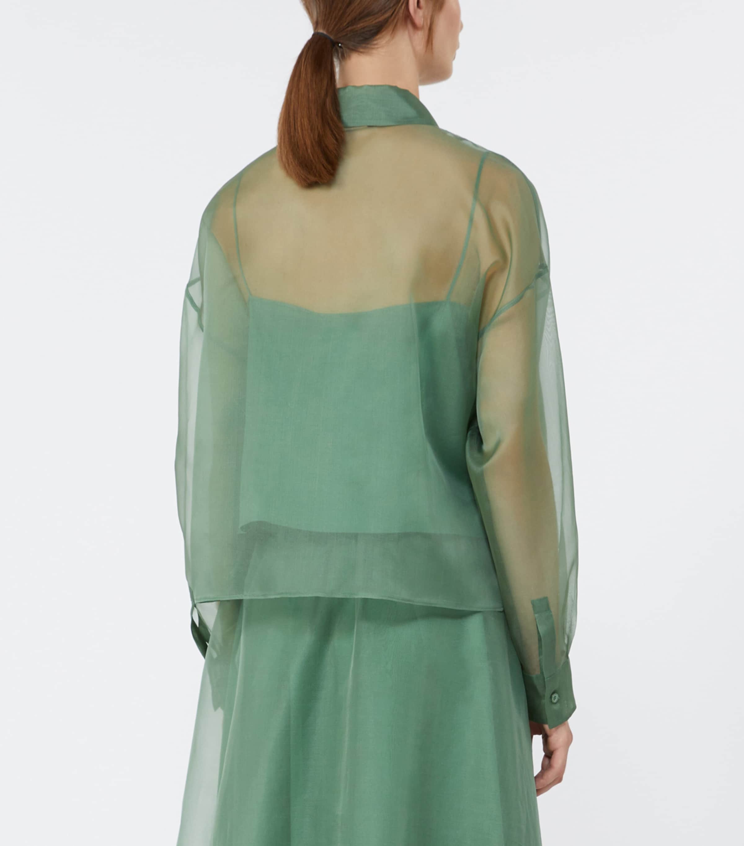 Weekend Max Mara Womens Silk Organza Shirt Green Image 4