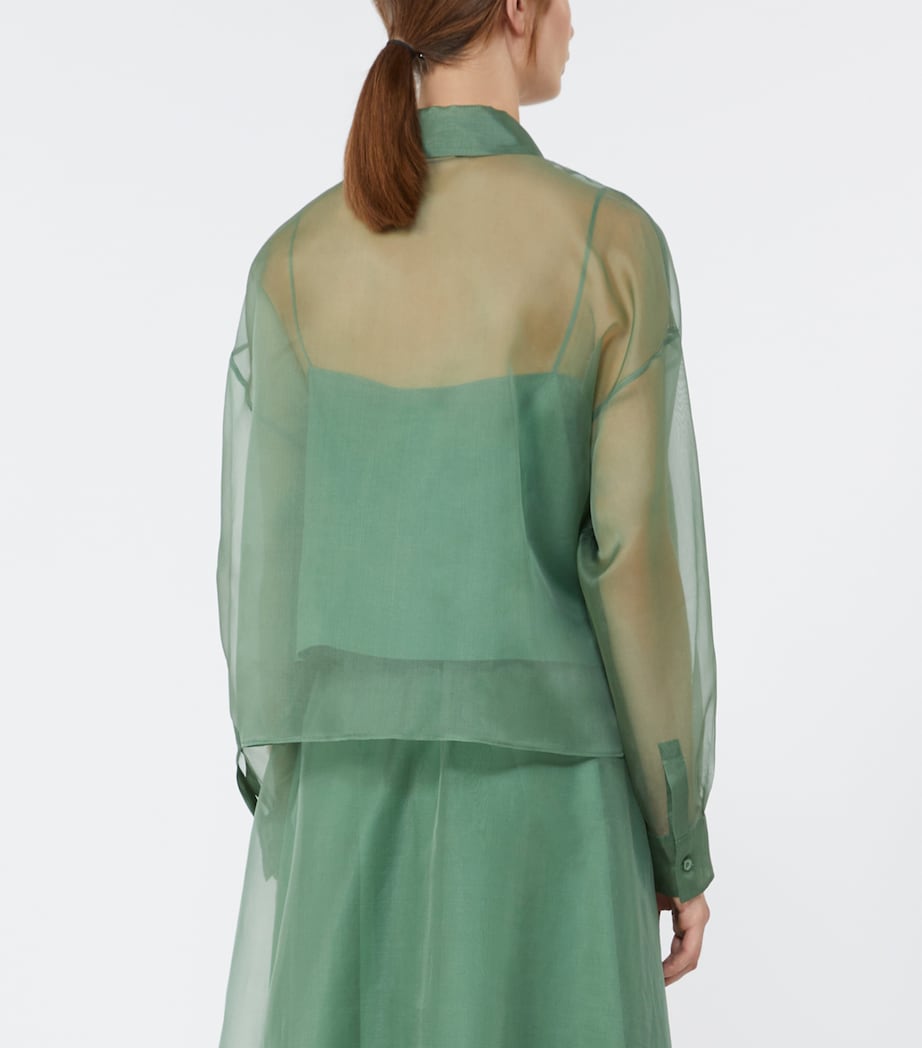 Weekend Max Mara Womens Silk Organza Shirt Green Image 4