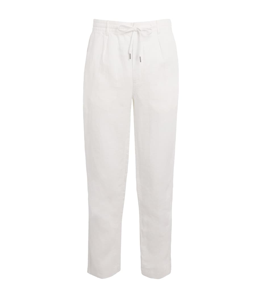 Polo Ralph Lauren Mens Linen Drawstring Prepster Trousers Ceramic White Image 1