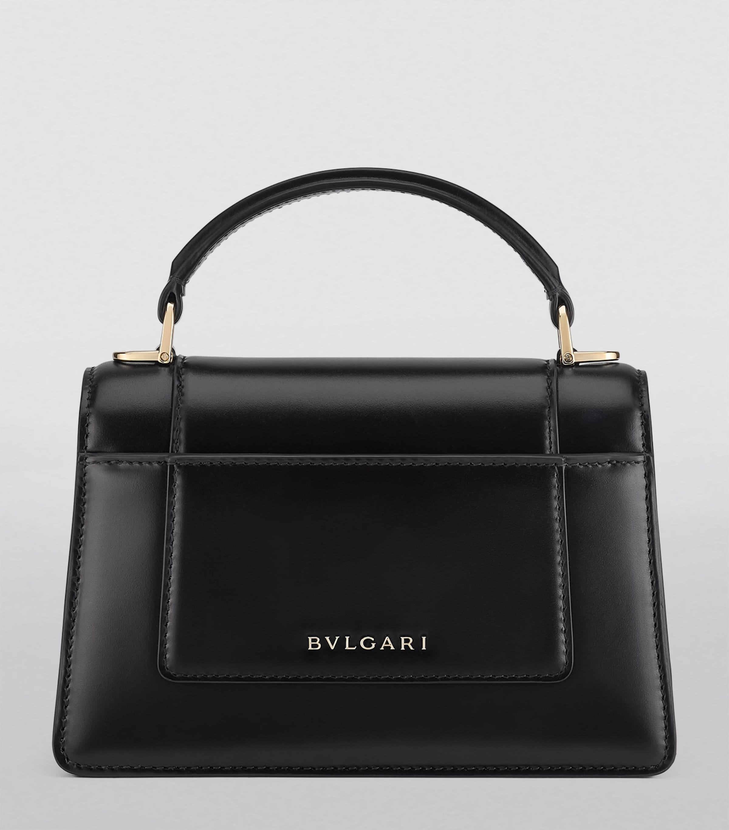 Mini Leather Serpenti Forever Top-Handle Bag BLACK Image 3